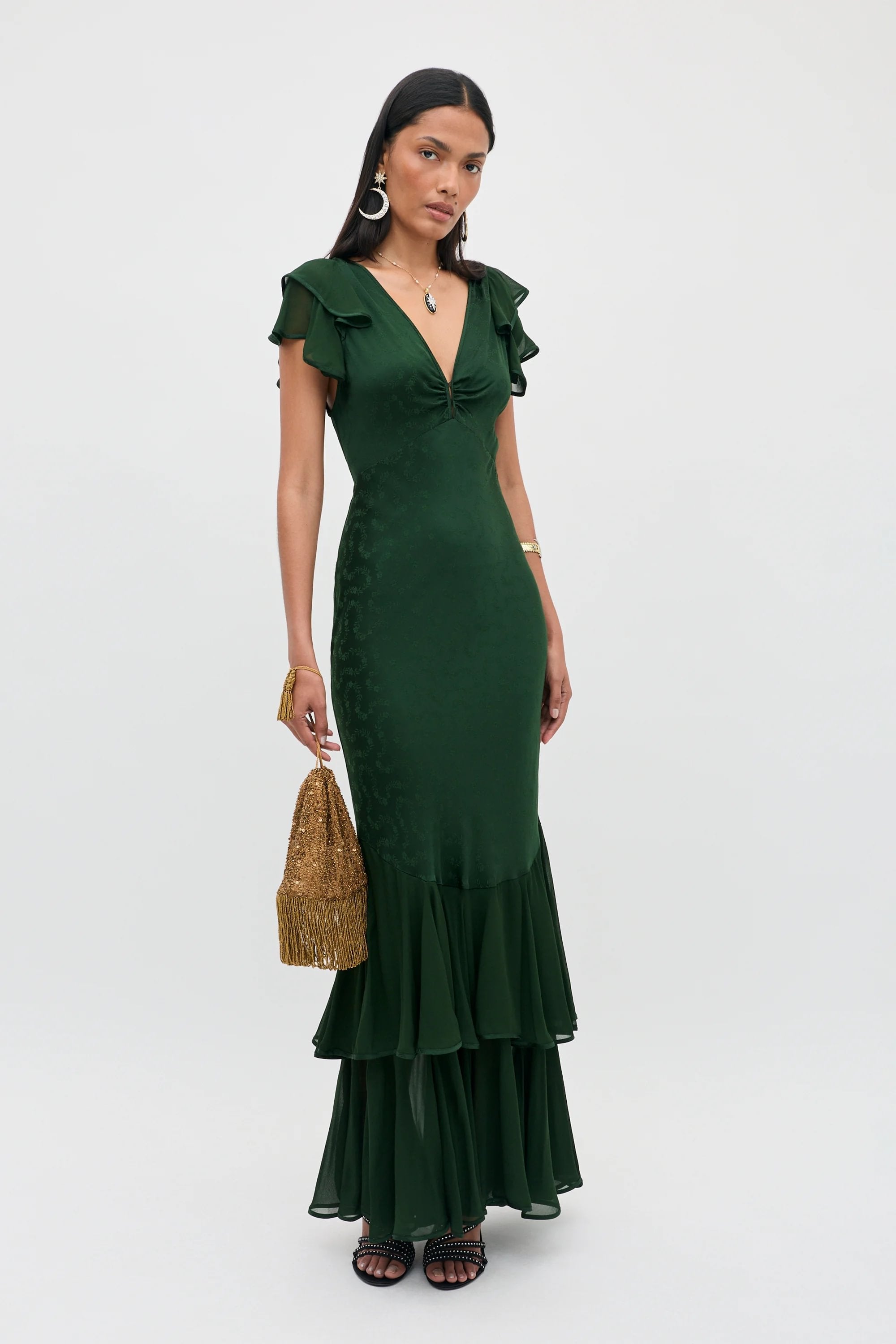 Marlow -  Floral Trail Jacquard Dark Green