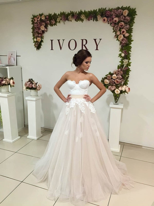 Beautiful Strapless Sweetheart Tulle A-Line Wedding Dresses