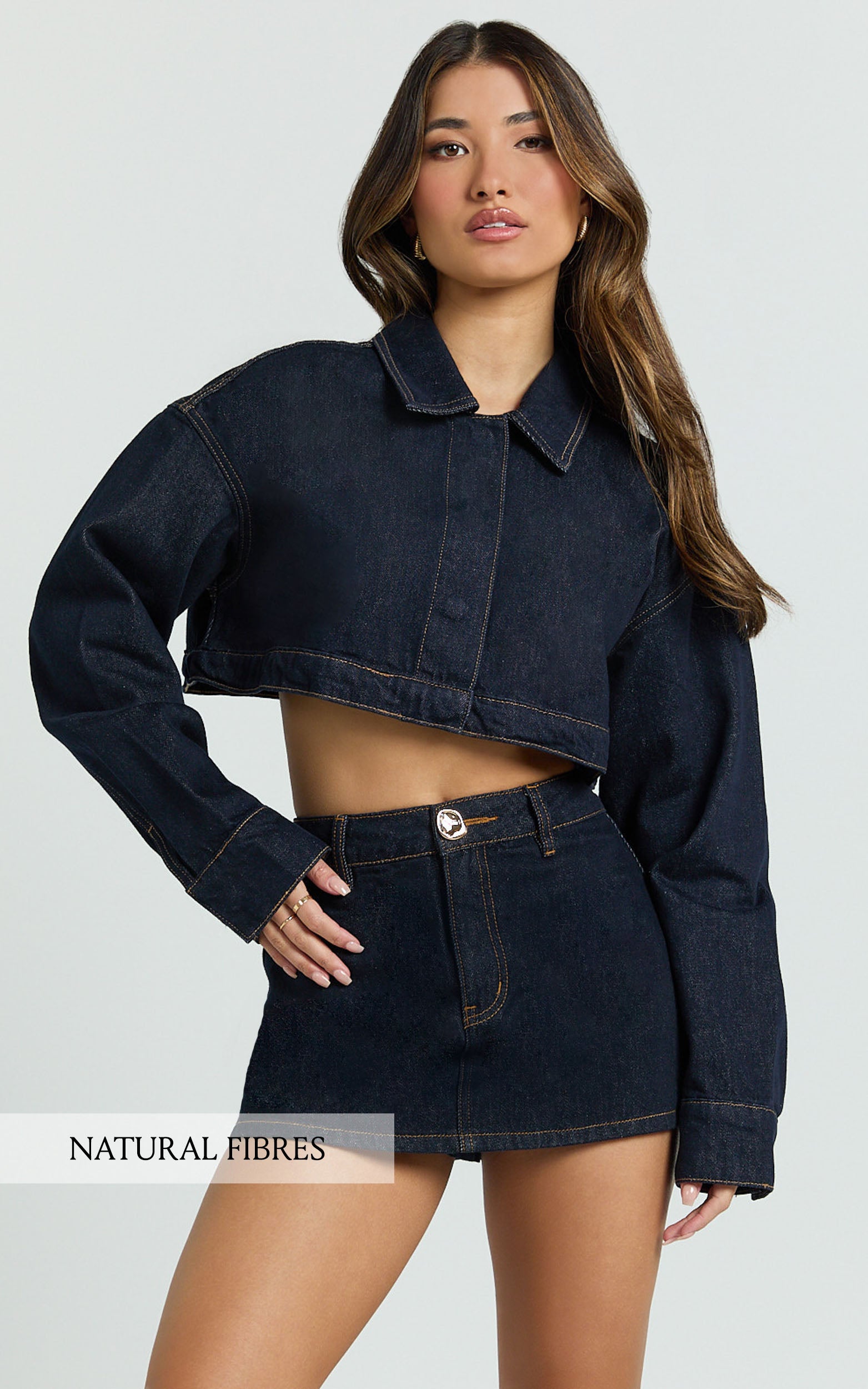 Rhylee Jacket - Oversized Cropped Denim Jacket in Raw Denim