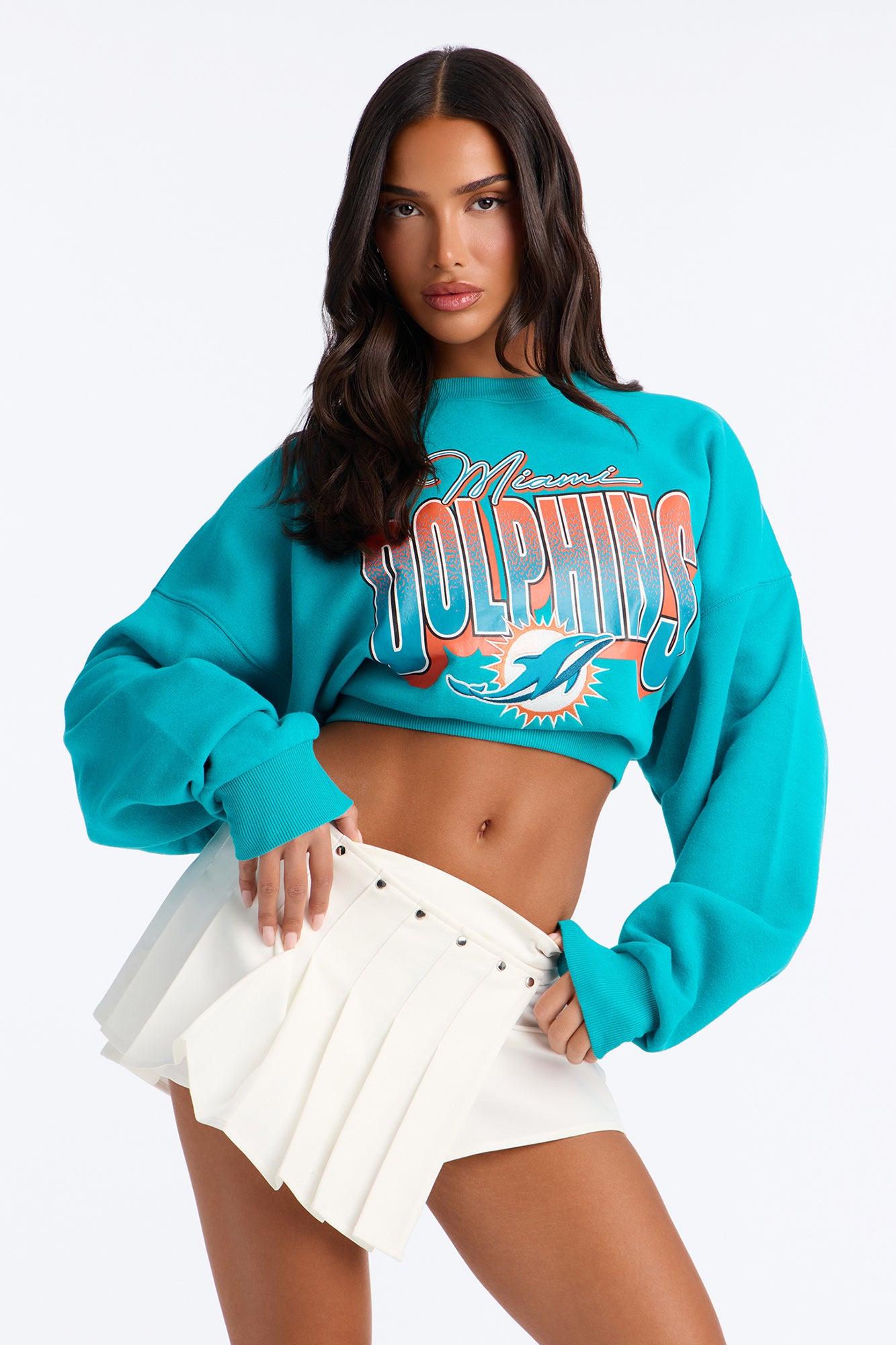 NFL Dolphins Curved Hem Sweatshirt - Aqua