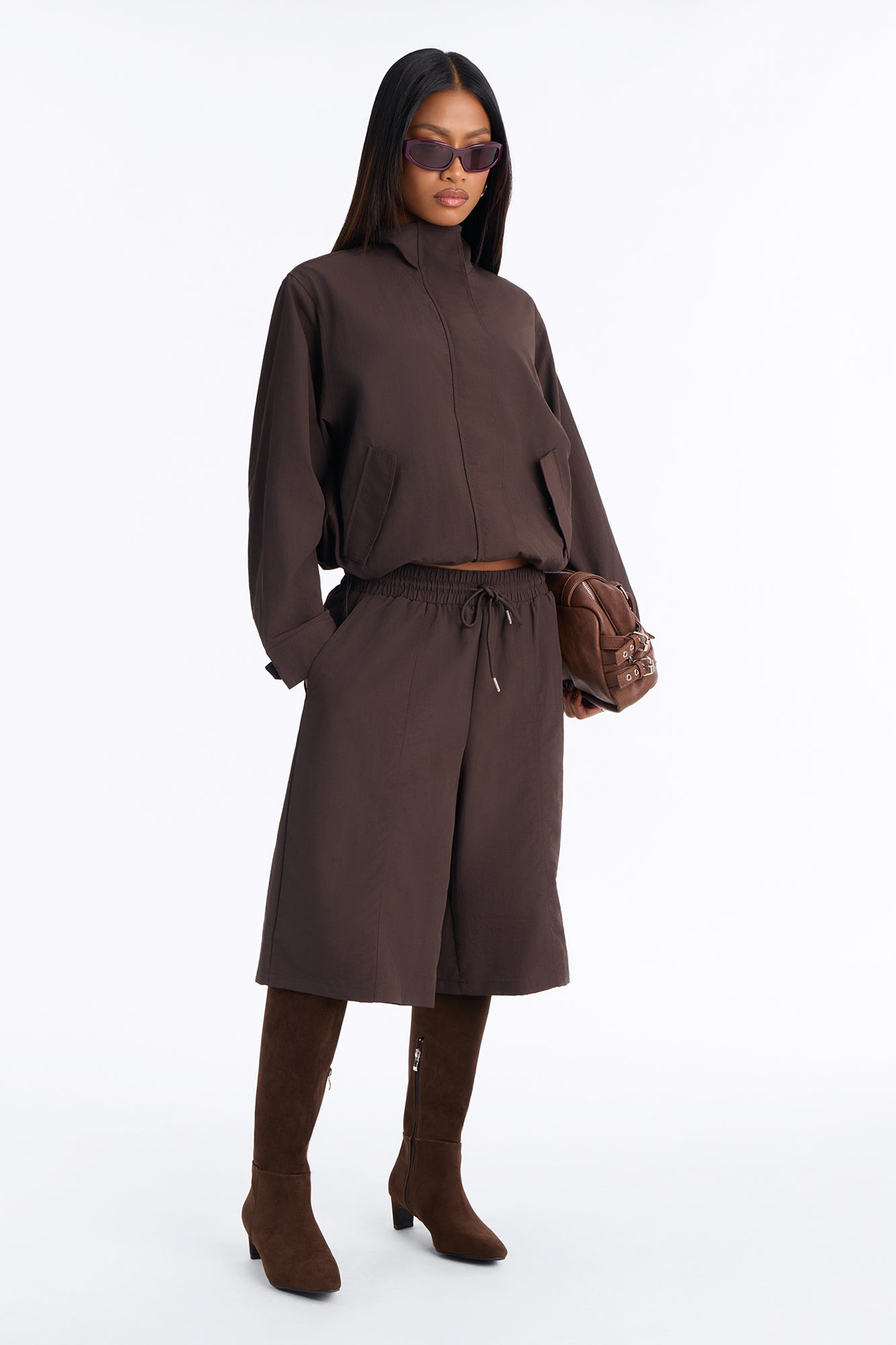 Amalie Windbreaker Jort Set - Chocolate