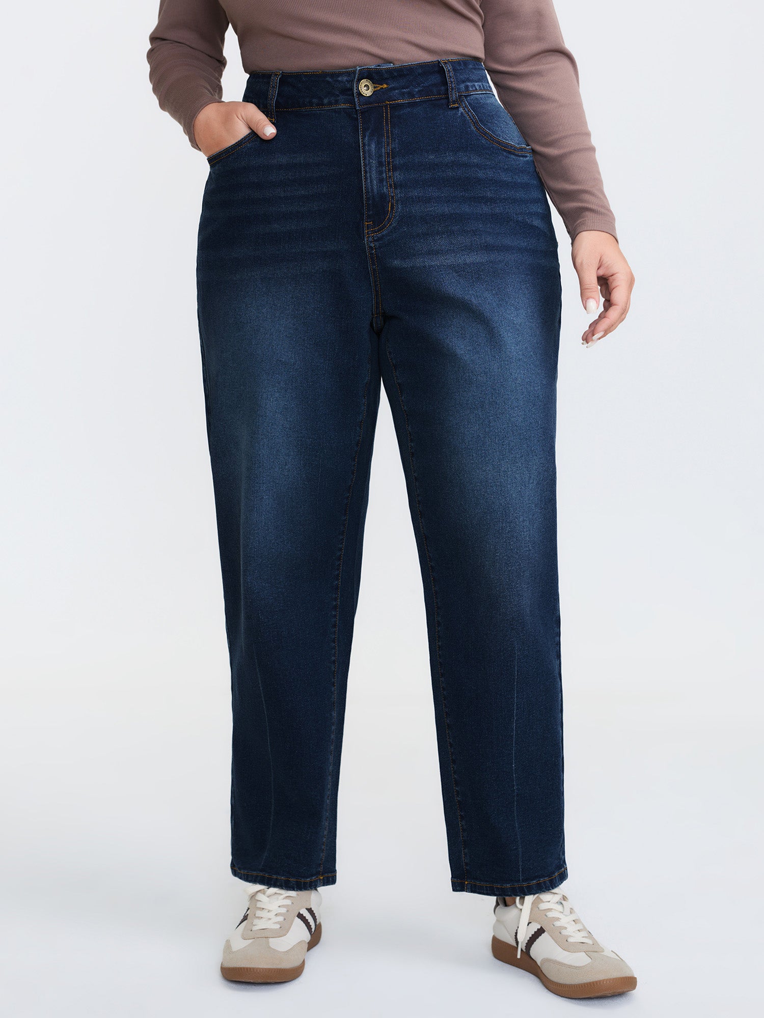 Stretchy Mid-Rise Boyfriend Jeans