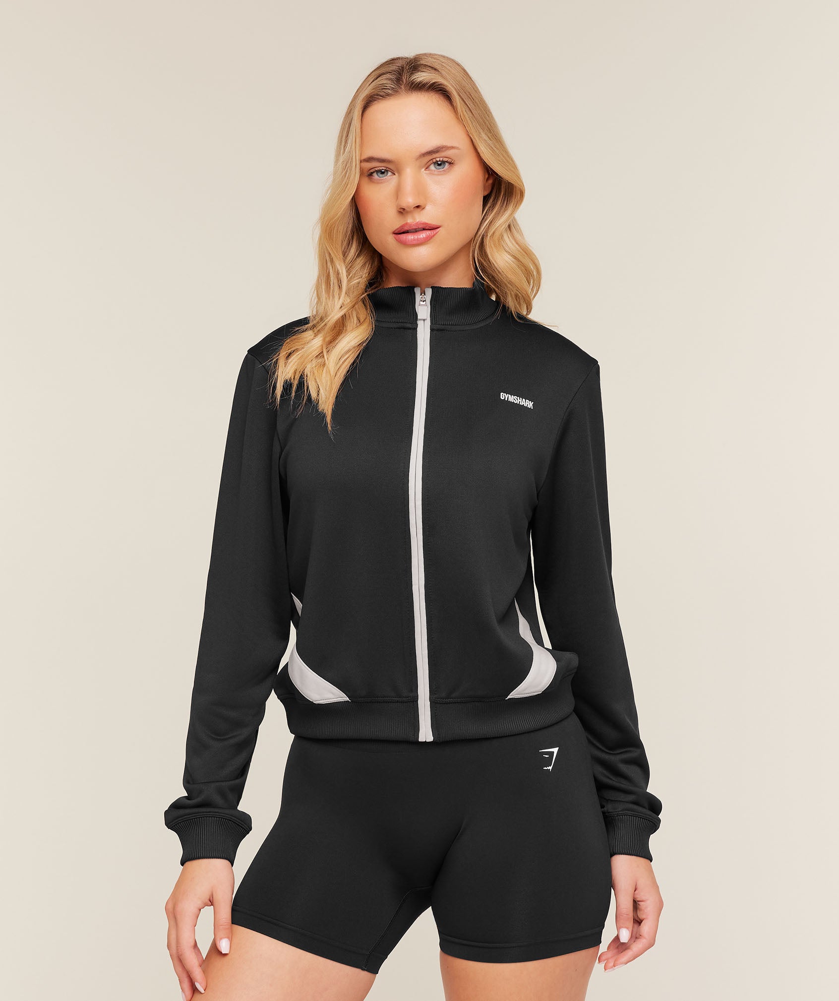 Gymshark Lightweight Tricot Zip Through Jacket - Black/Tinted White