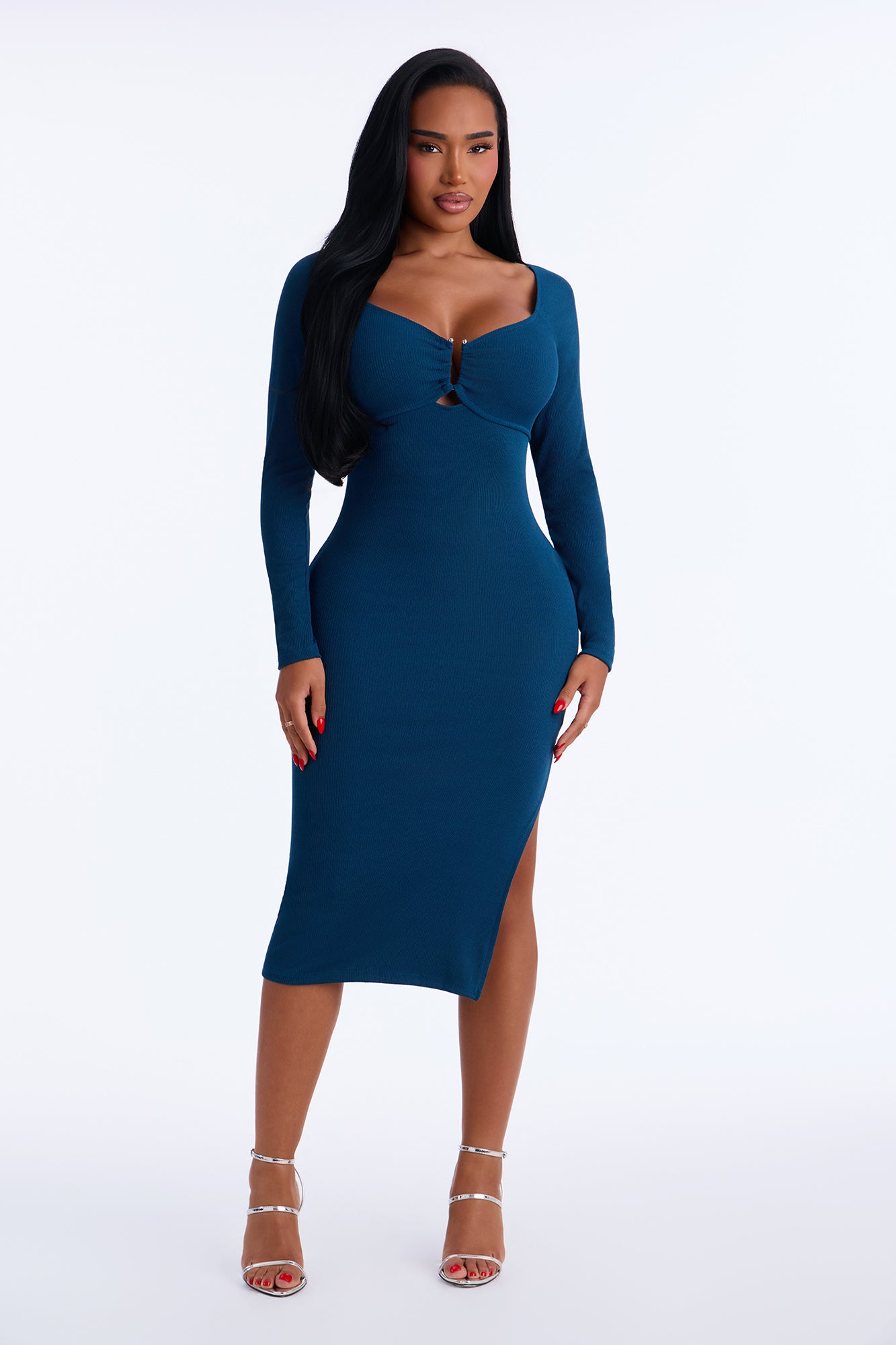 Tyra Hardware Midi Dress - Teal