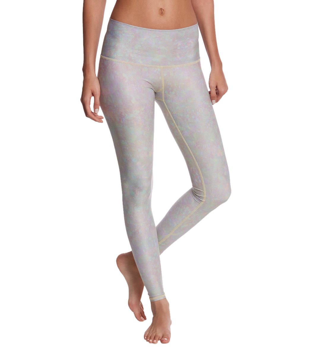 Teeki White Snake Opal Cream Thread Hot Yoga Pants