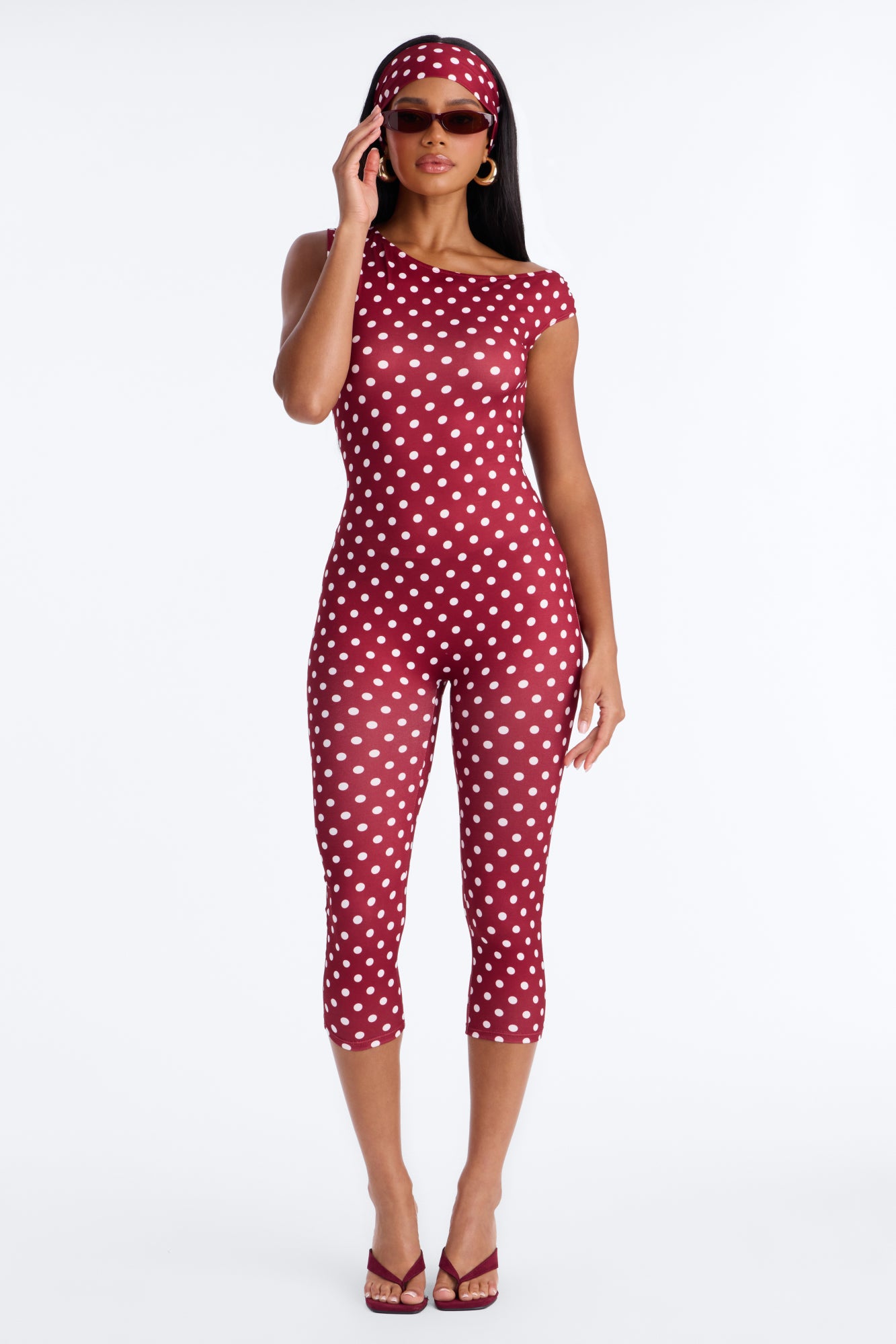 Parisian Heartbreaker Capri Jumpsuit - Burgundy