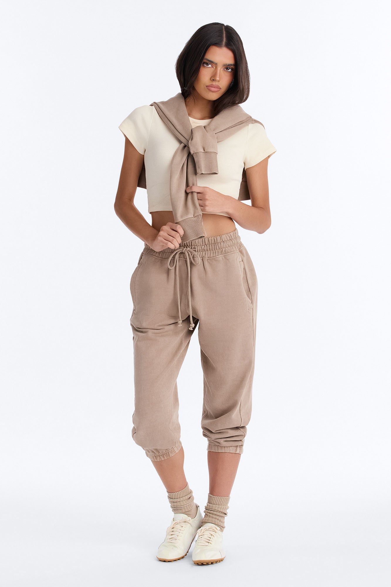 TERRY Cropped Jogger Sweatpant - Washed Stone