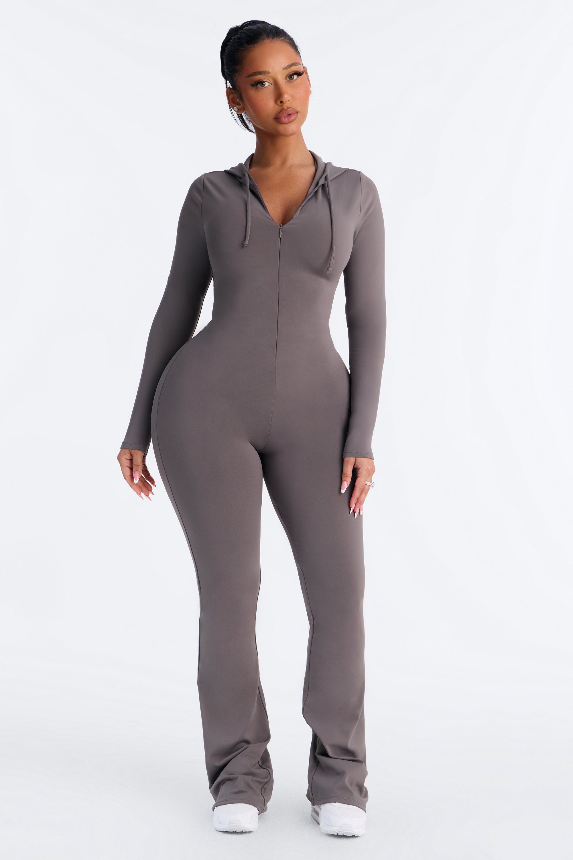 Luna Zip Up Jumpsuit - Charcoal