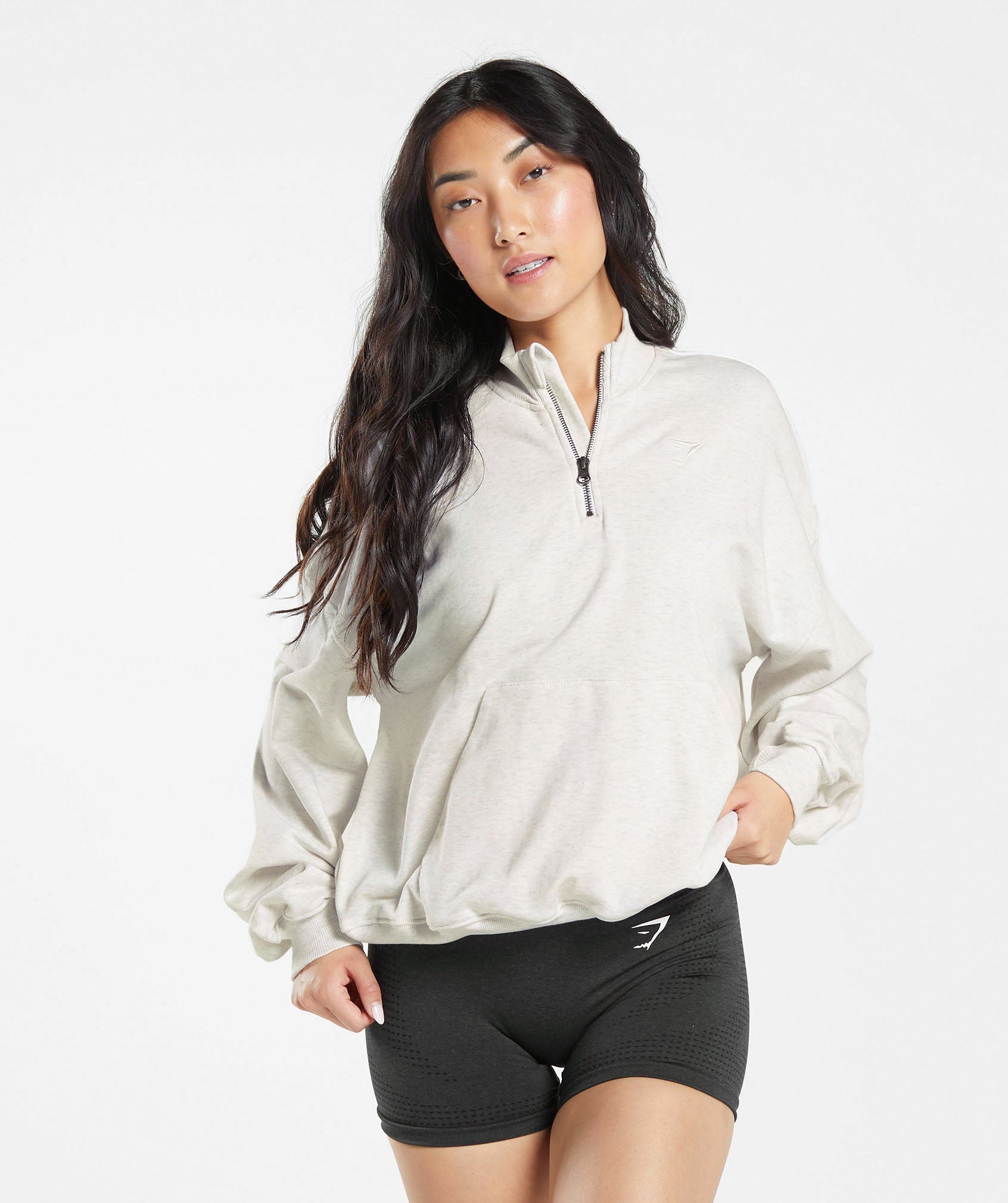 Gymshark Rest Day Sweats 1/2 Zip Pullover - White