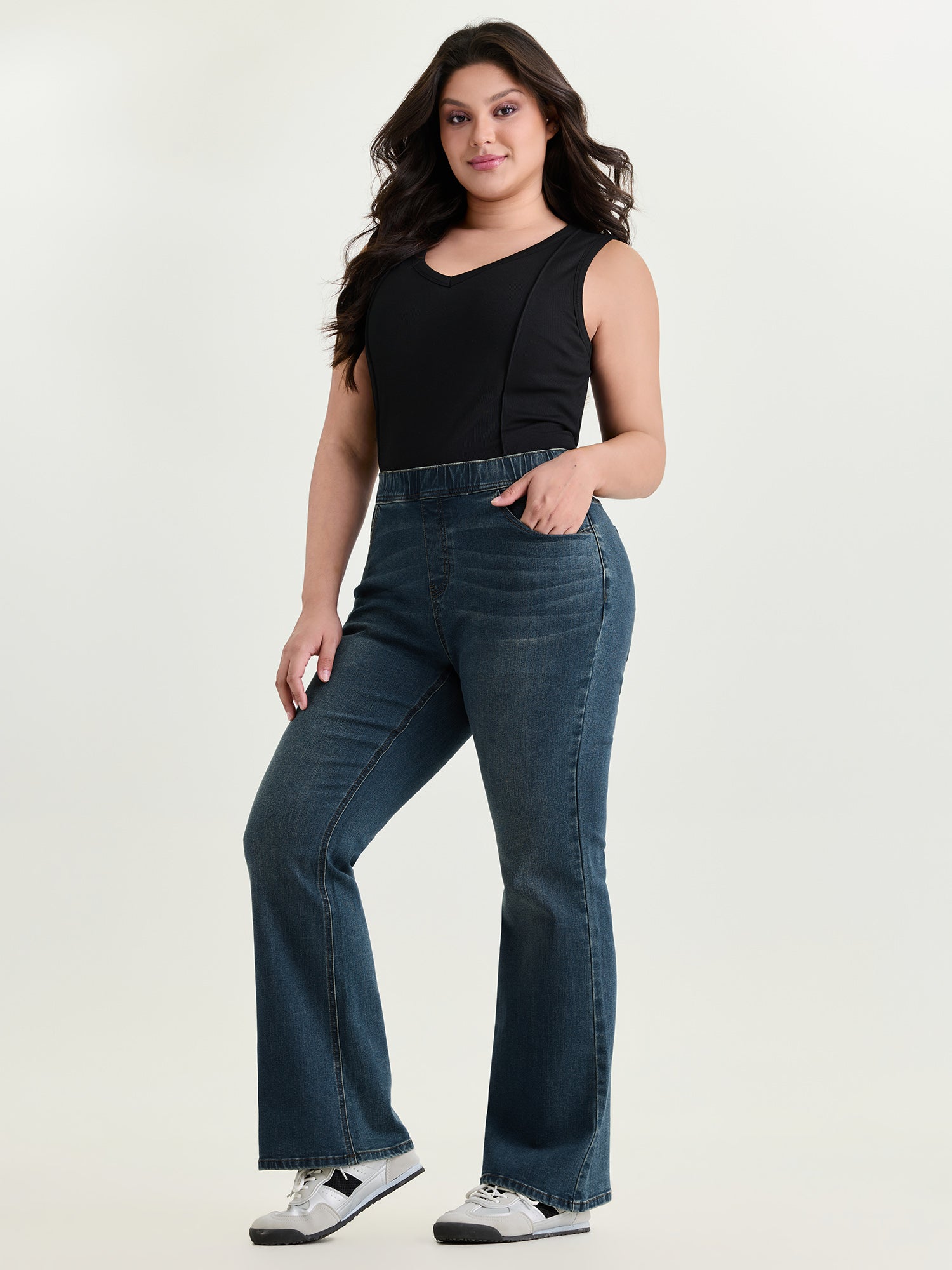 Pull-On Elastic Waistband Jeans