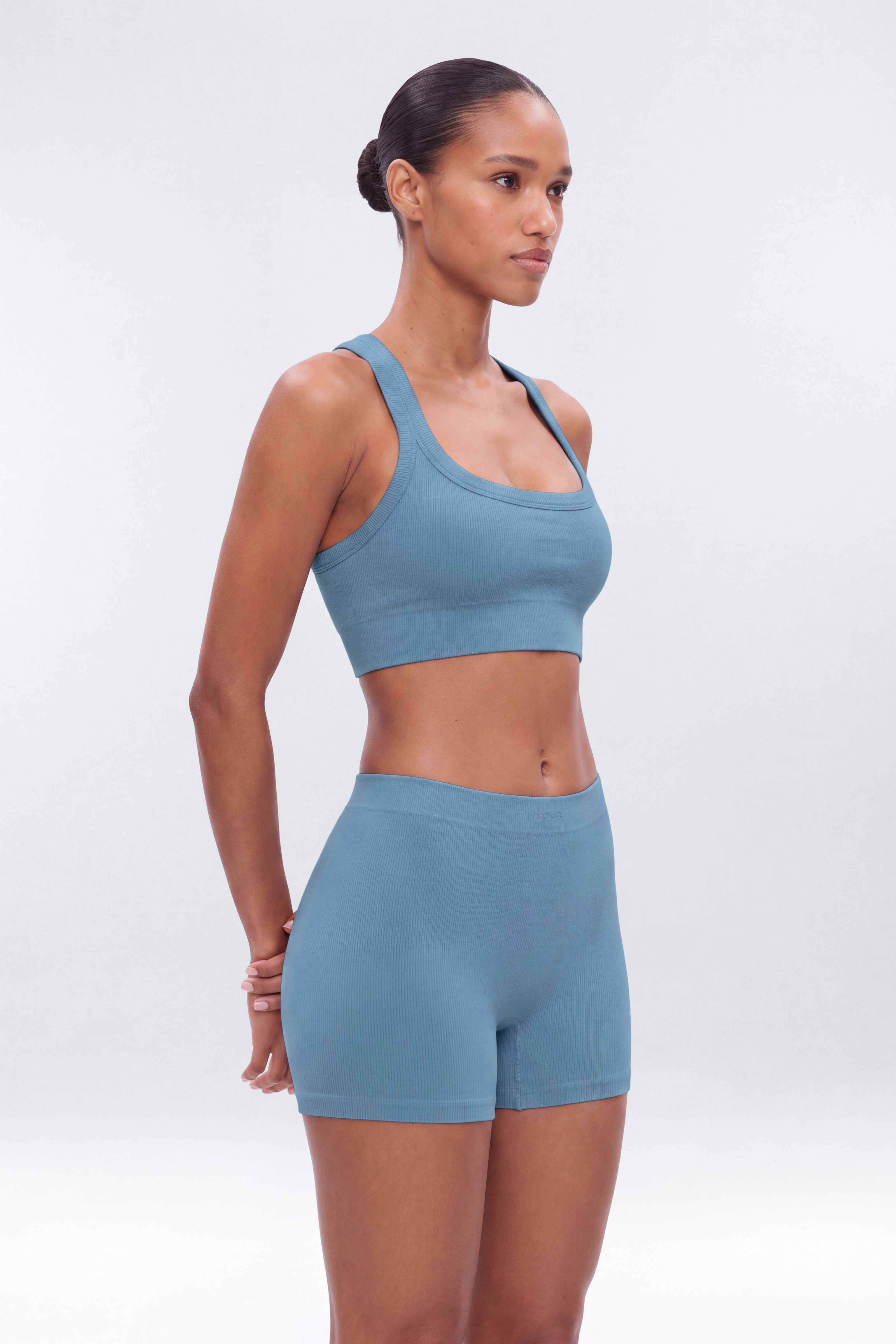 CottonFlex™ Sports Bra Top - Soft Indigo