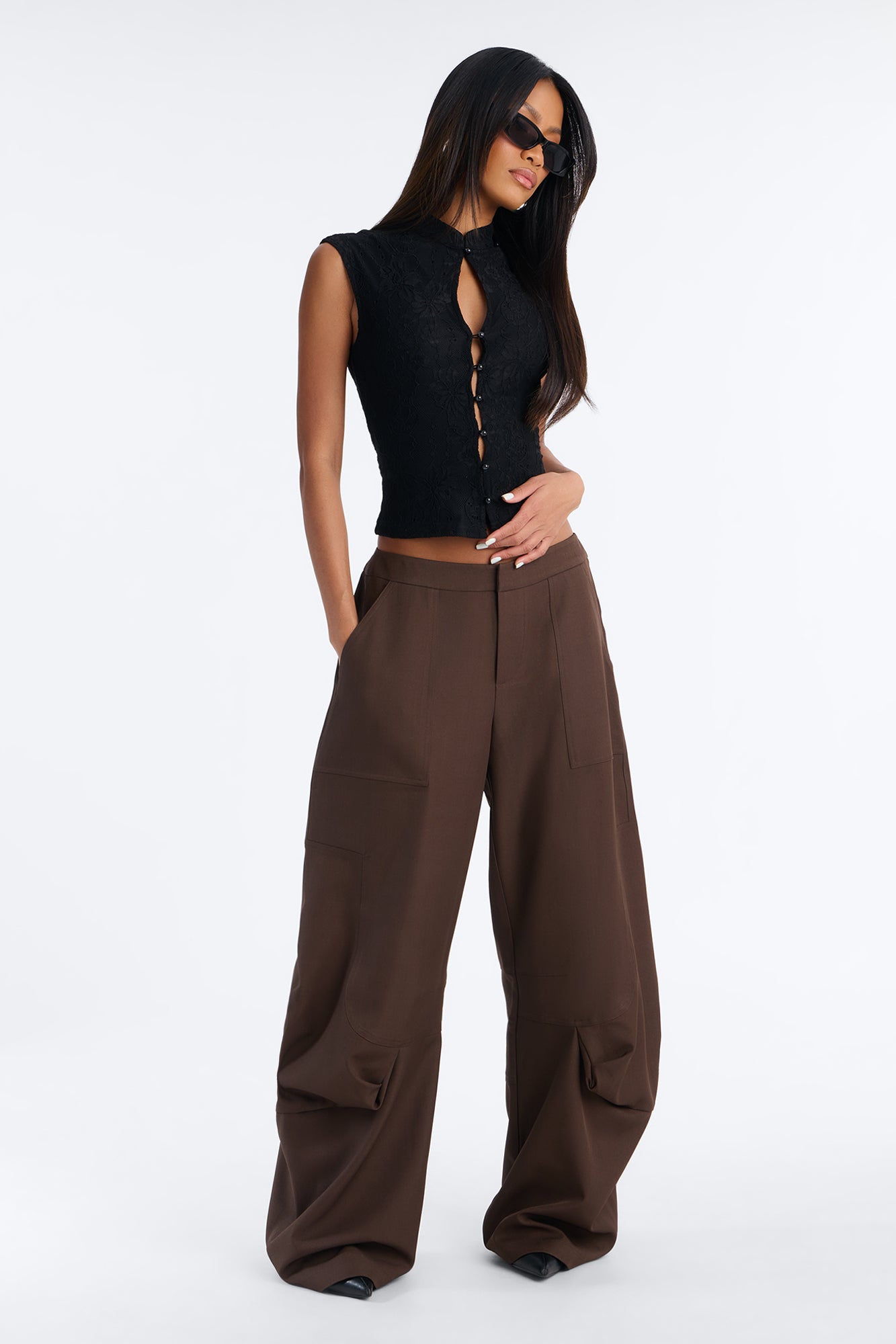 Kendal Cargo Mid Rise Trouser - Chocolate