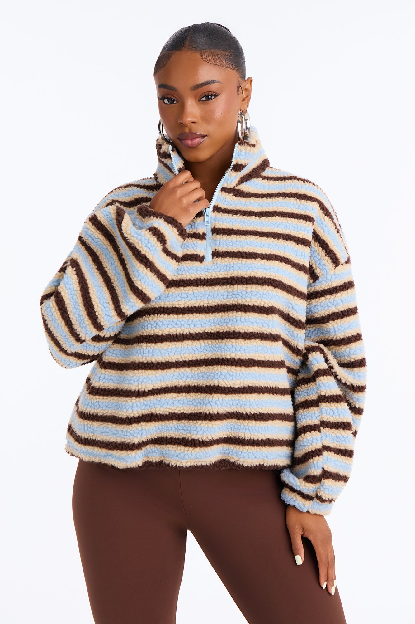 Bundled Up Fleece Legging Pant Set - Brown/combo