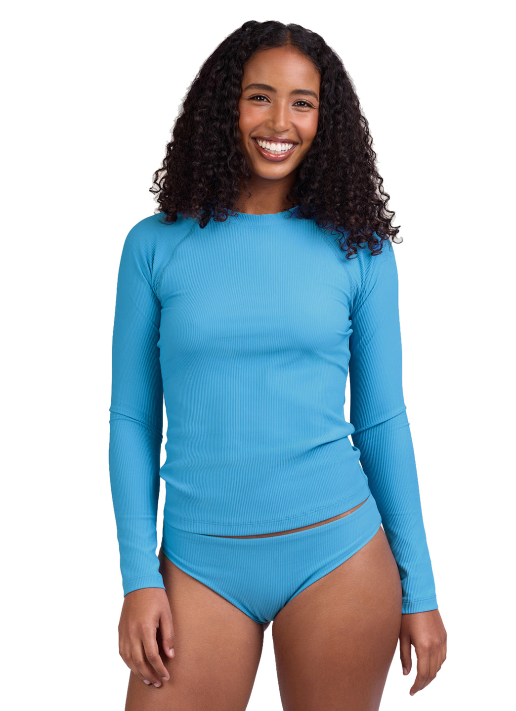 JOLYN Women's Noonan Solid Rib Long Sleeve Rash Guard