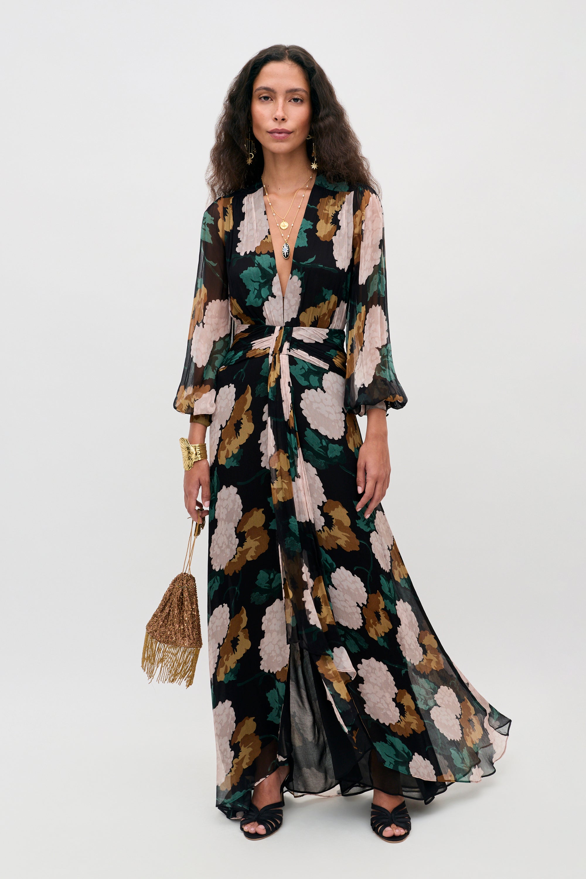 Meera -  Hydrangea Floral Charcoal