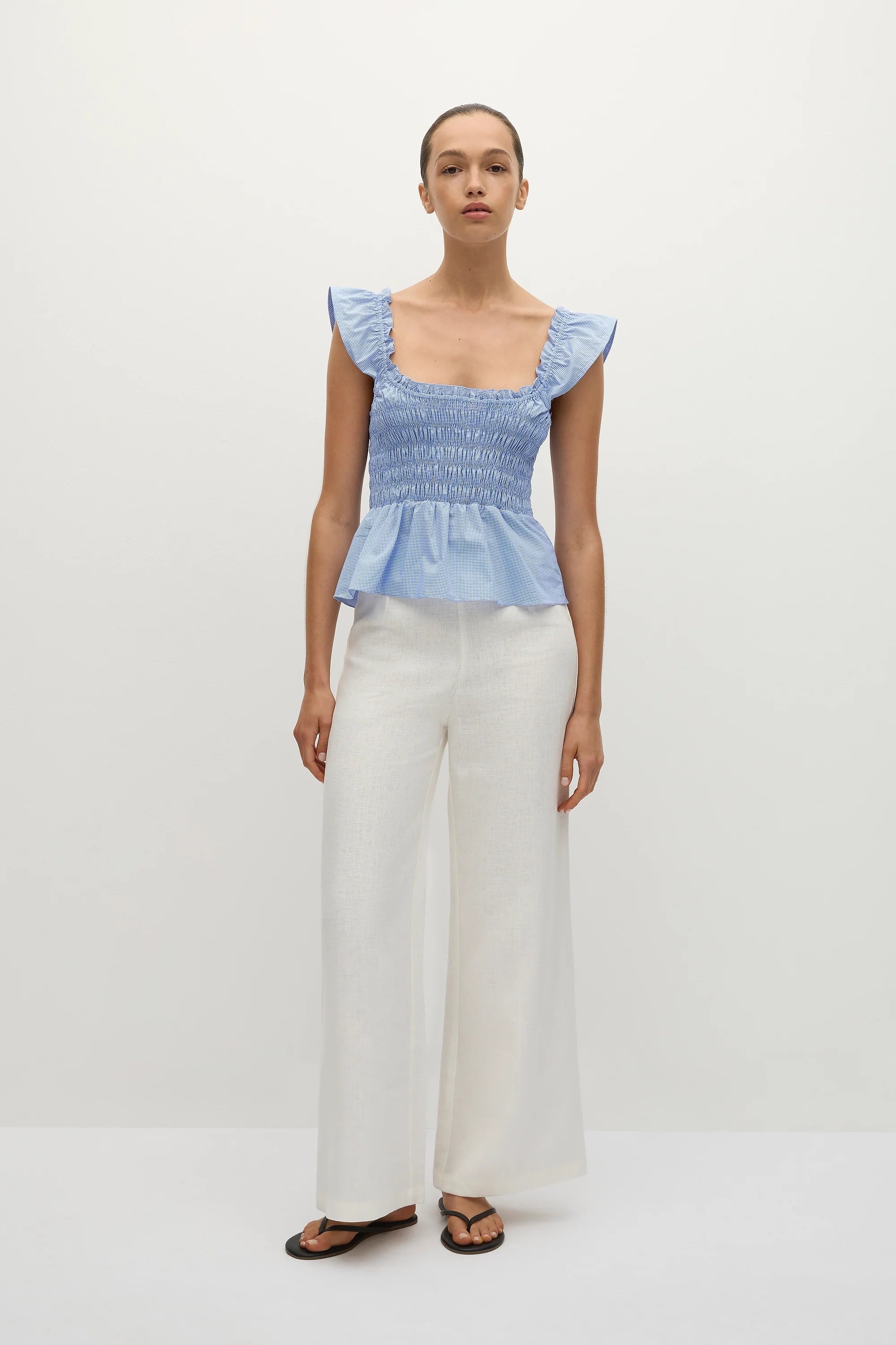 Eudora Top Micro Gingham Soft Blue - Final Sale