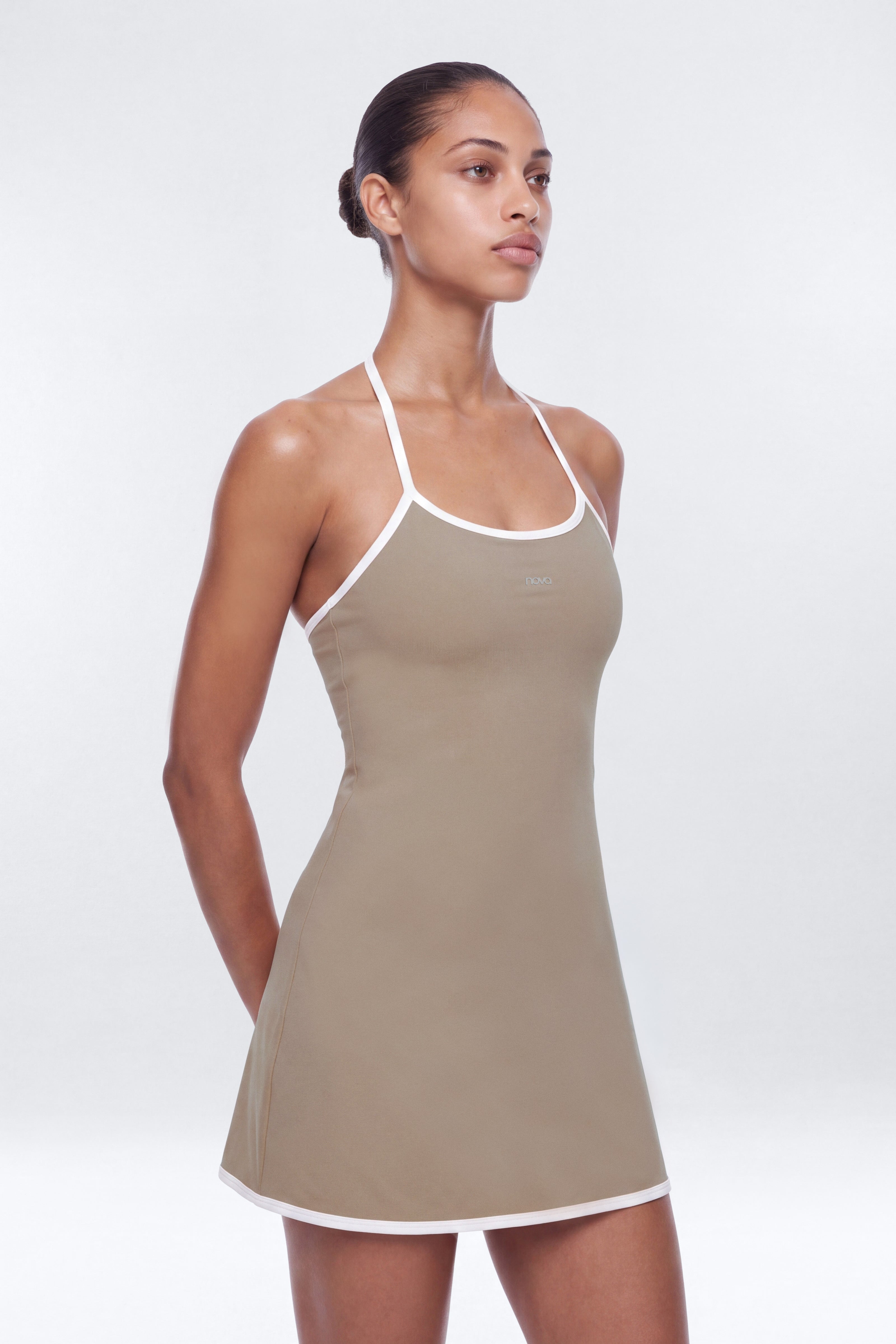 ProStretch™ Halter 2 in 1 Active Dress - Taupe