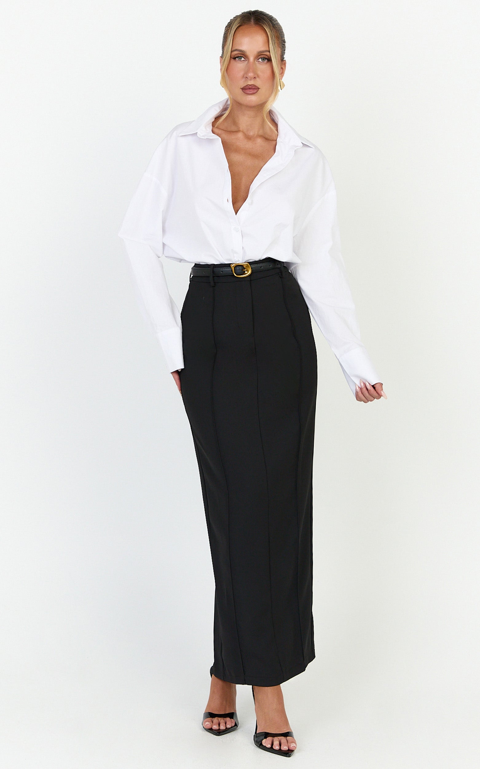 Stella Maxi Skirt - High Waisted Pencil Skirt in Black