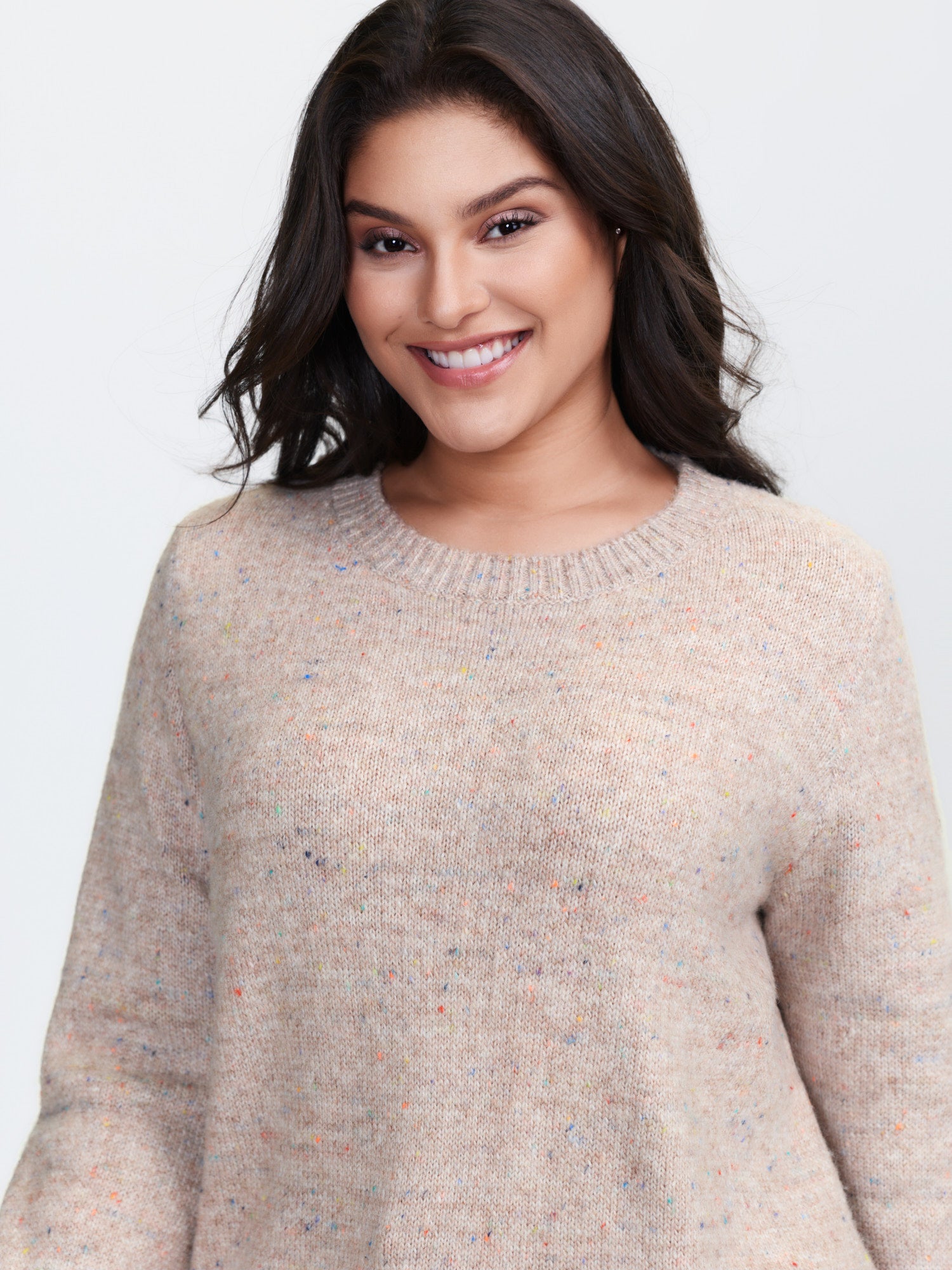 Heather Crewneck Ribbed Hem Pullover