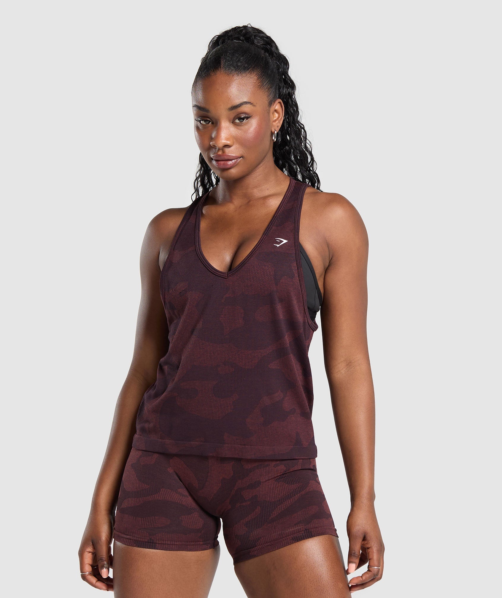 Gymshark Adapt Camo Seamless Tank - Plum Brown/Burgundy Brown