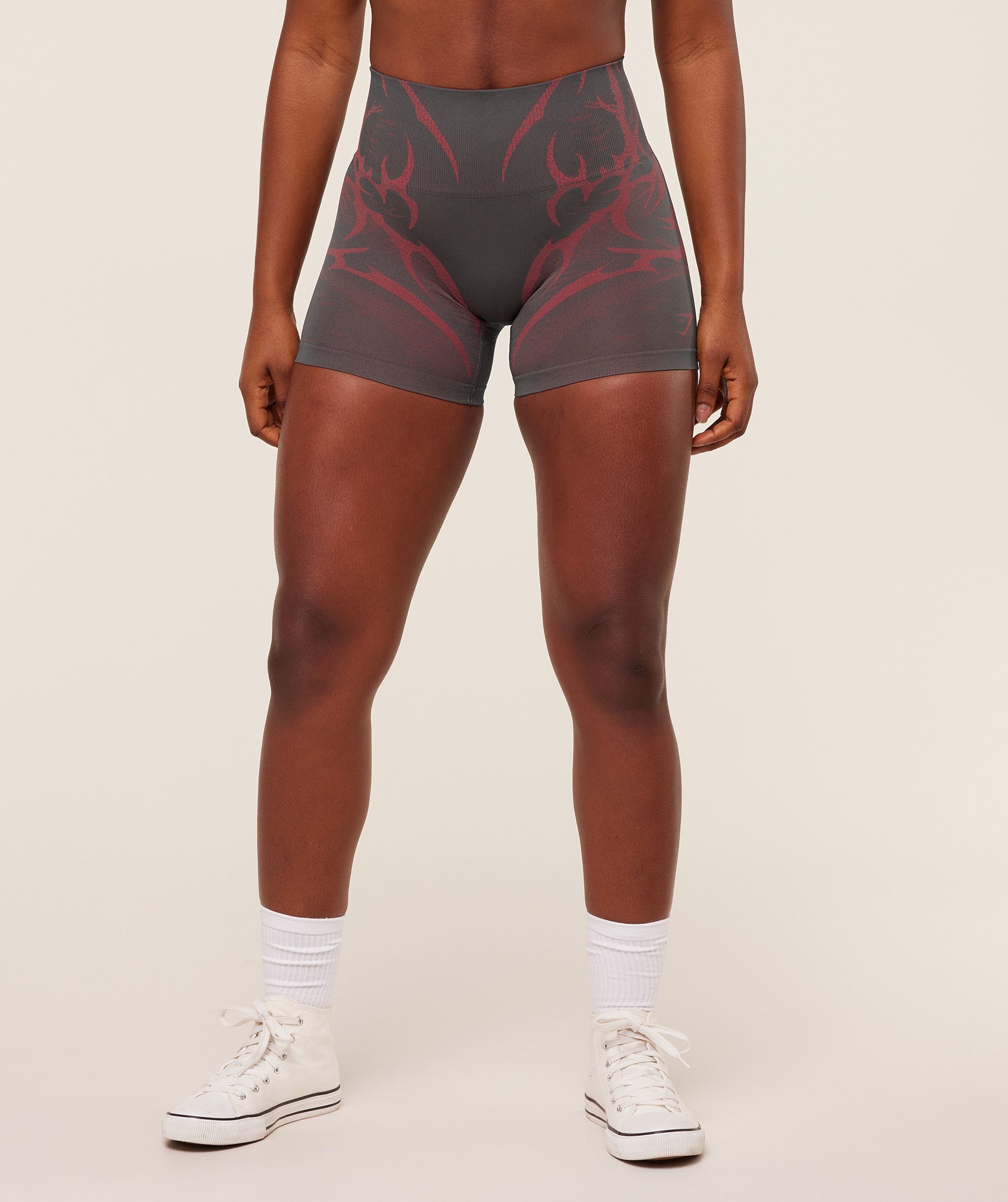 Gymshark Storm Seamless Shorts - Dark Grey/Zesty Red