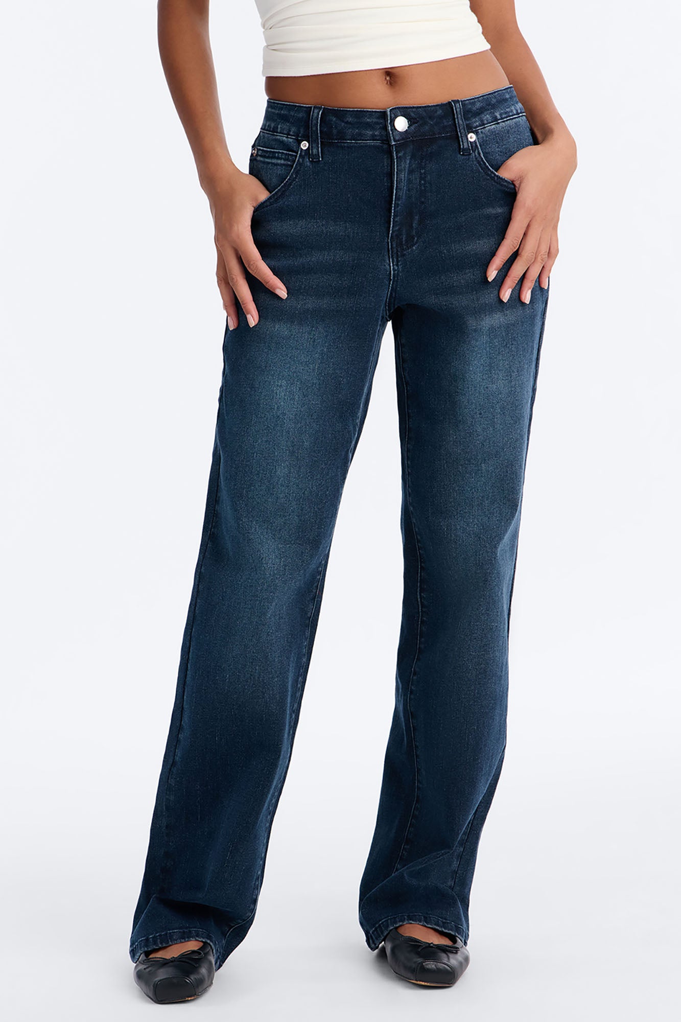 Lexington Mid Waist Stretch Straight Leg Jeans - Dark Wash