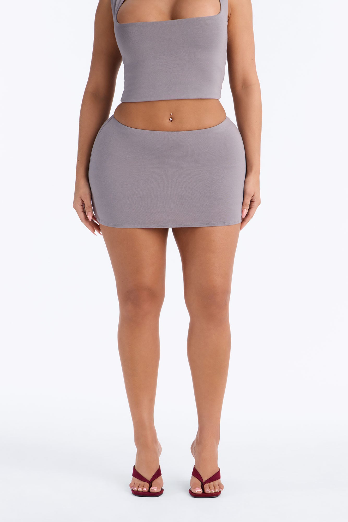 Maddie Premium Modal Micro Mini Skort - Grey