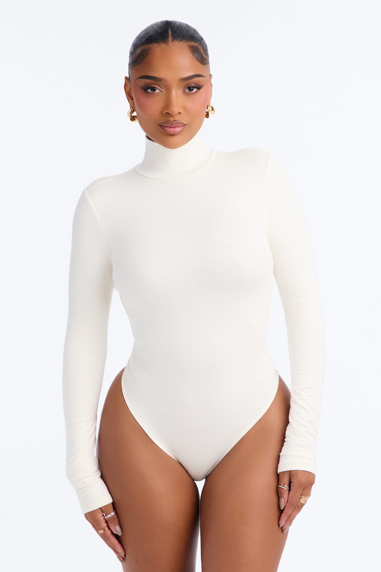 Candice Premium Modal Turtleneck Bodysuit - Cream