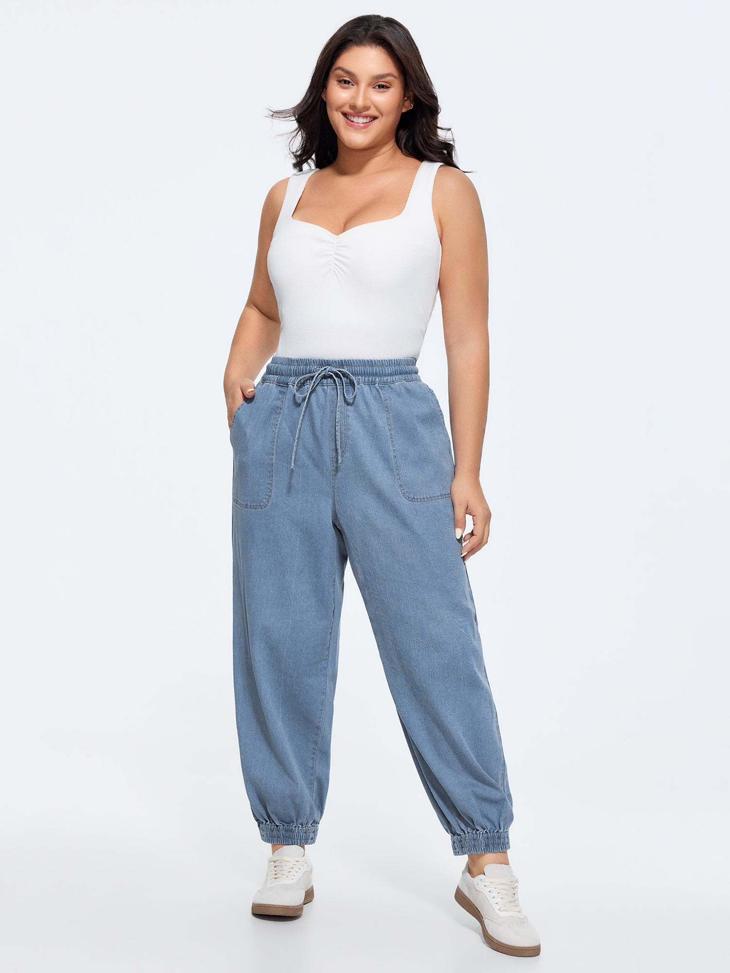 Pull-On Elastic Waist Harem Jeans