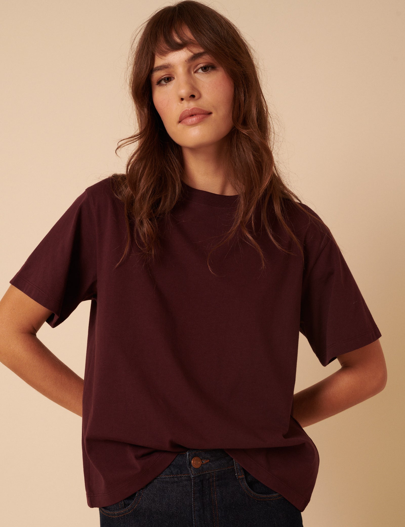 Burgundy Boxy Fit T-Shirt