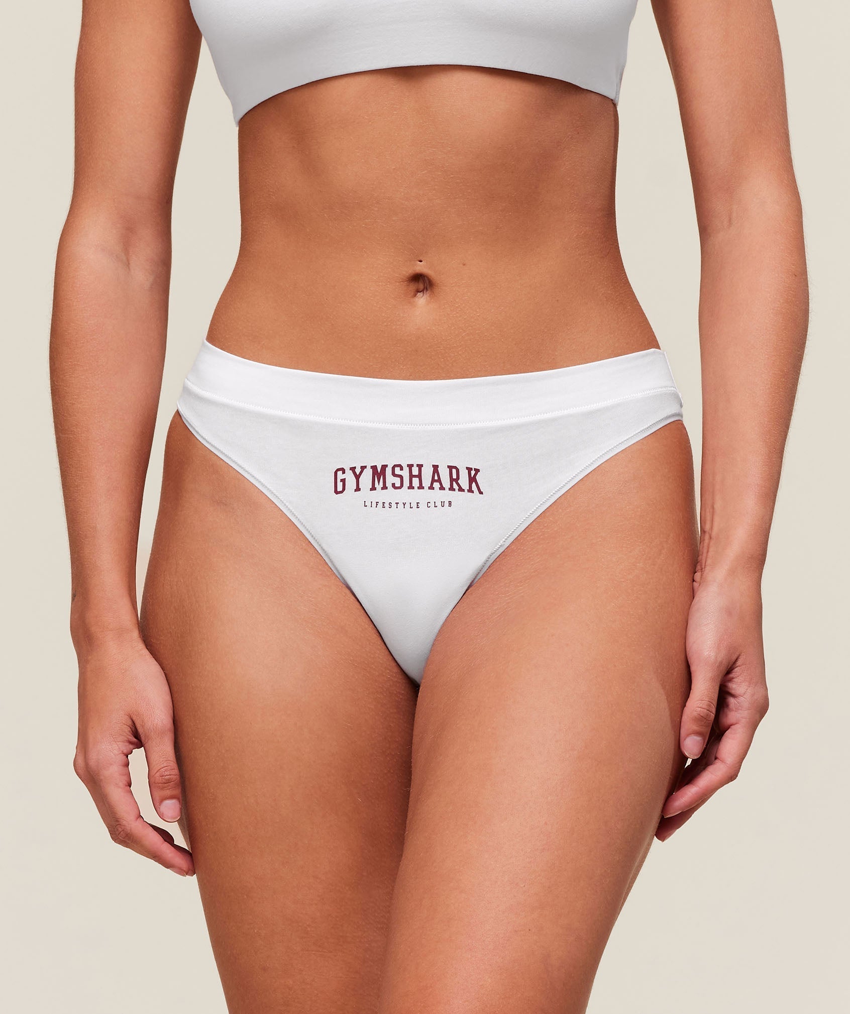 Gymshark Lifestyle Club Cotton Thong - White