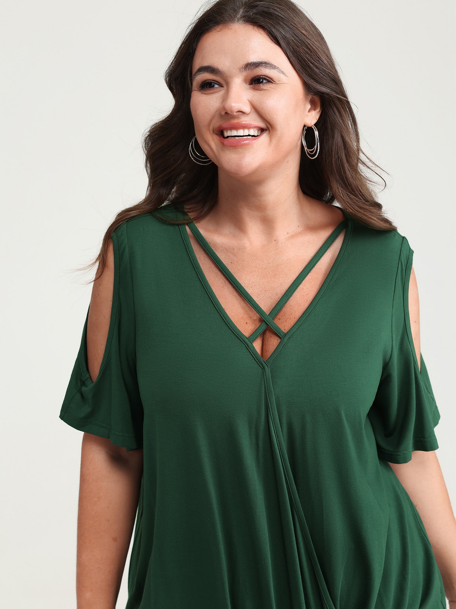 Supersoft Cold-Shoulder Knit Flowy Top