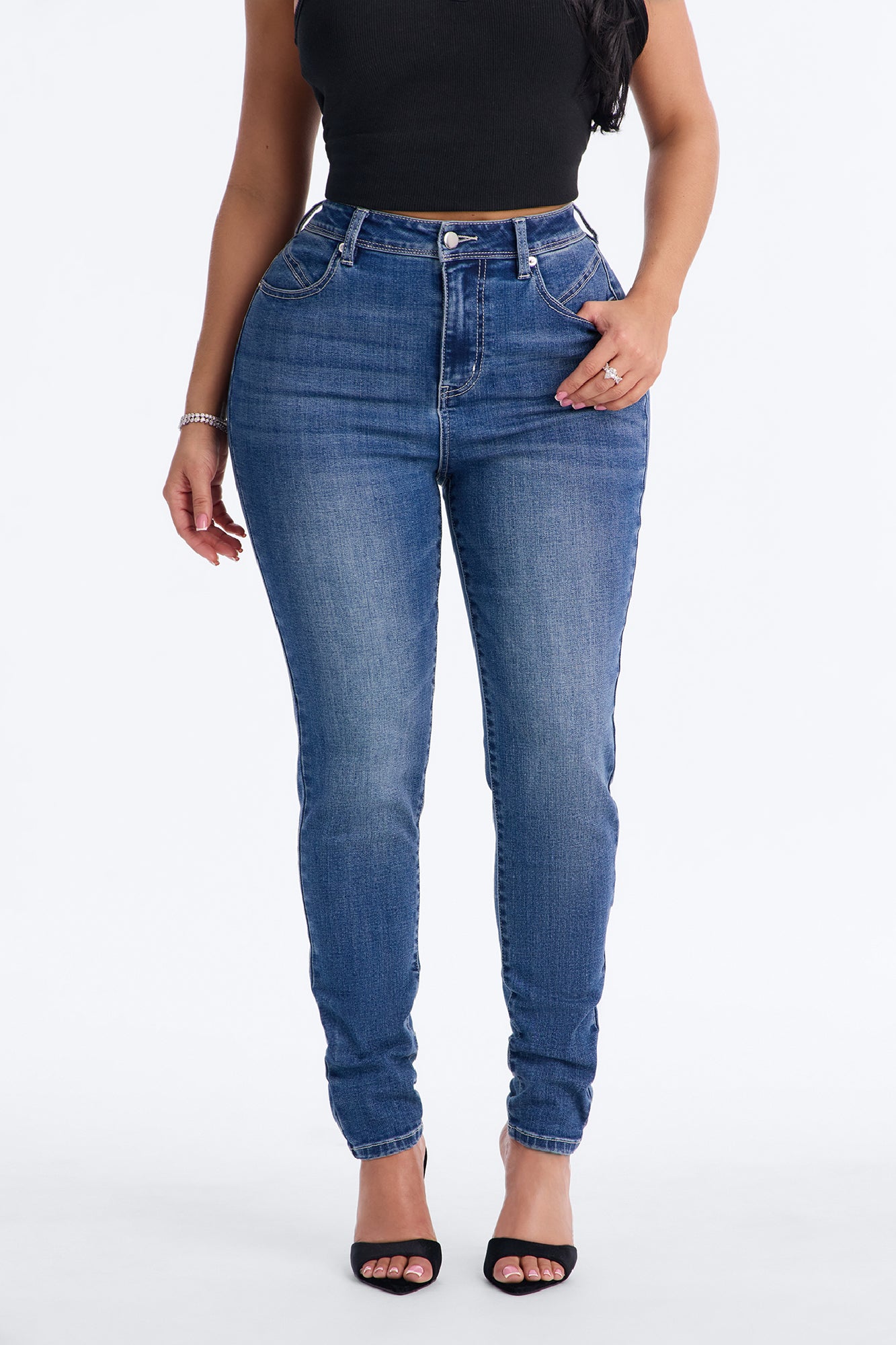 Rio High Stretch Sculpting Skinny Jeans - Dark Wash