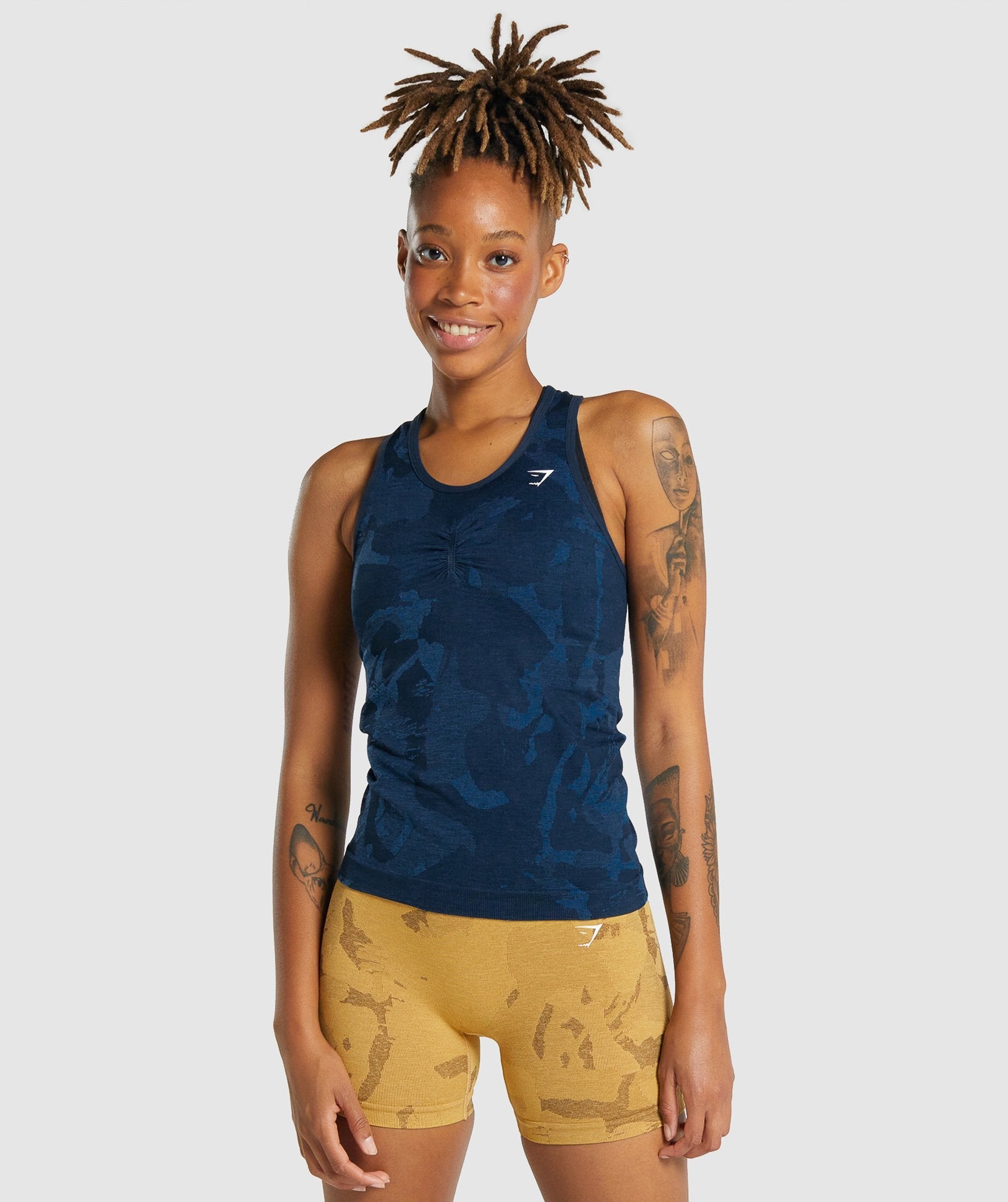 Gymshark Adapt Camo Seamless Tank - Blue
