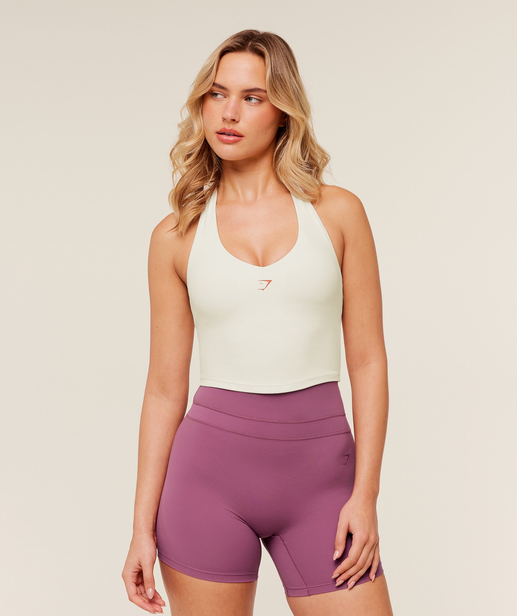 Gymshark Halter Neck Cami with Shelf - Soft White