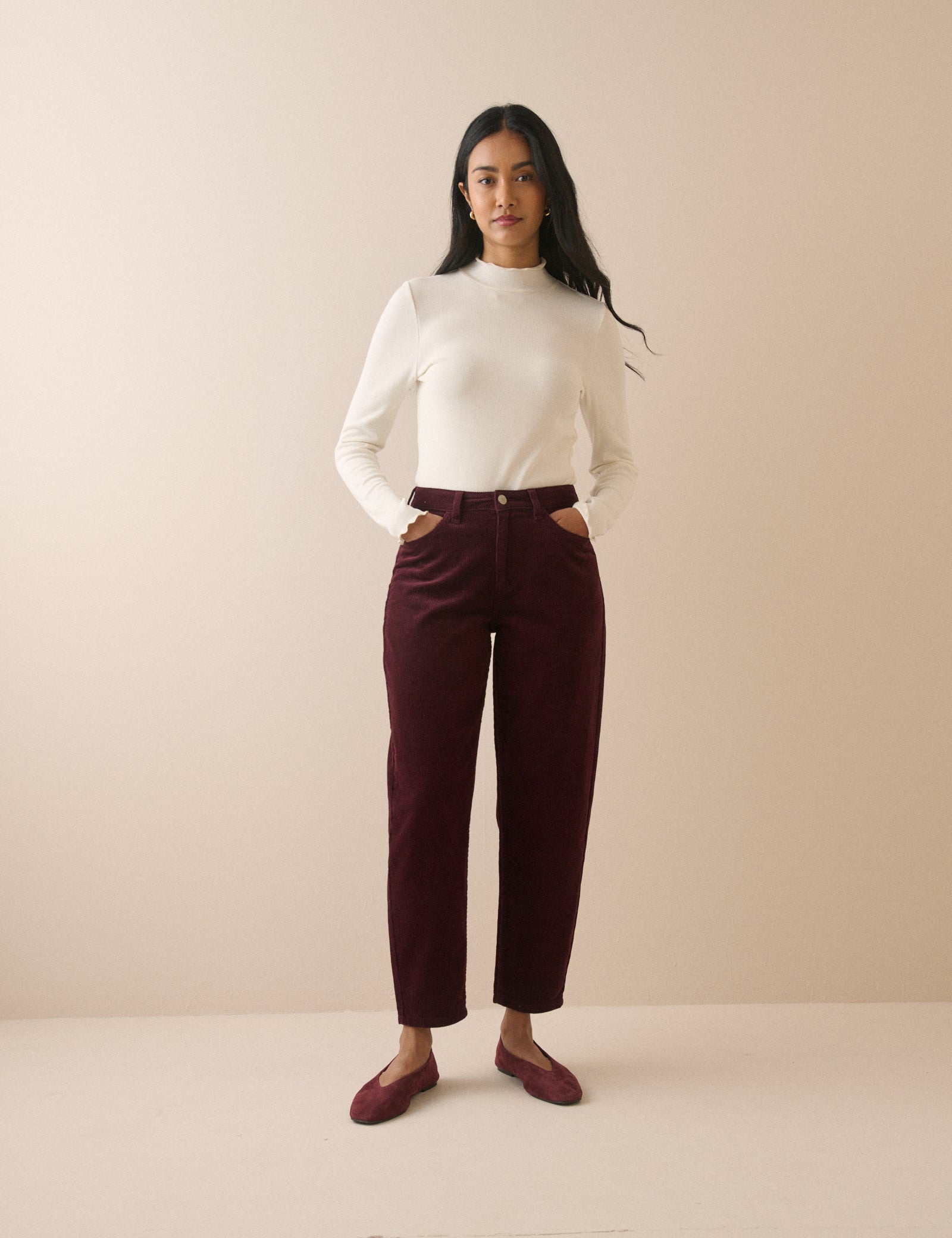Burgundy Cord Barrel Putney Jean