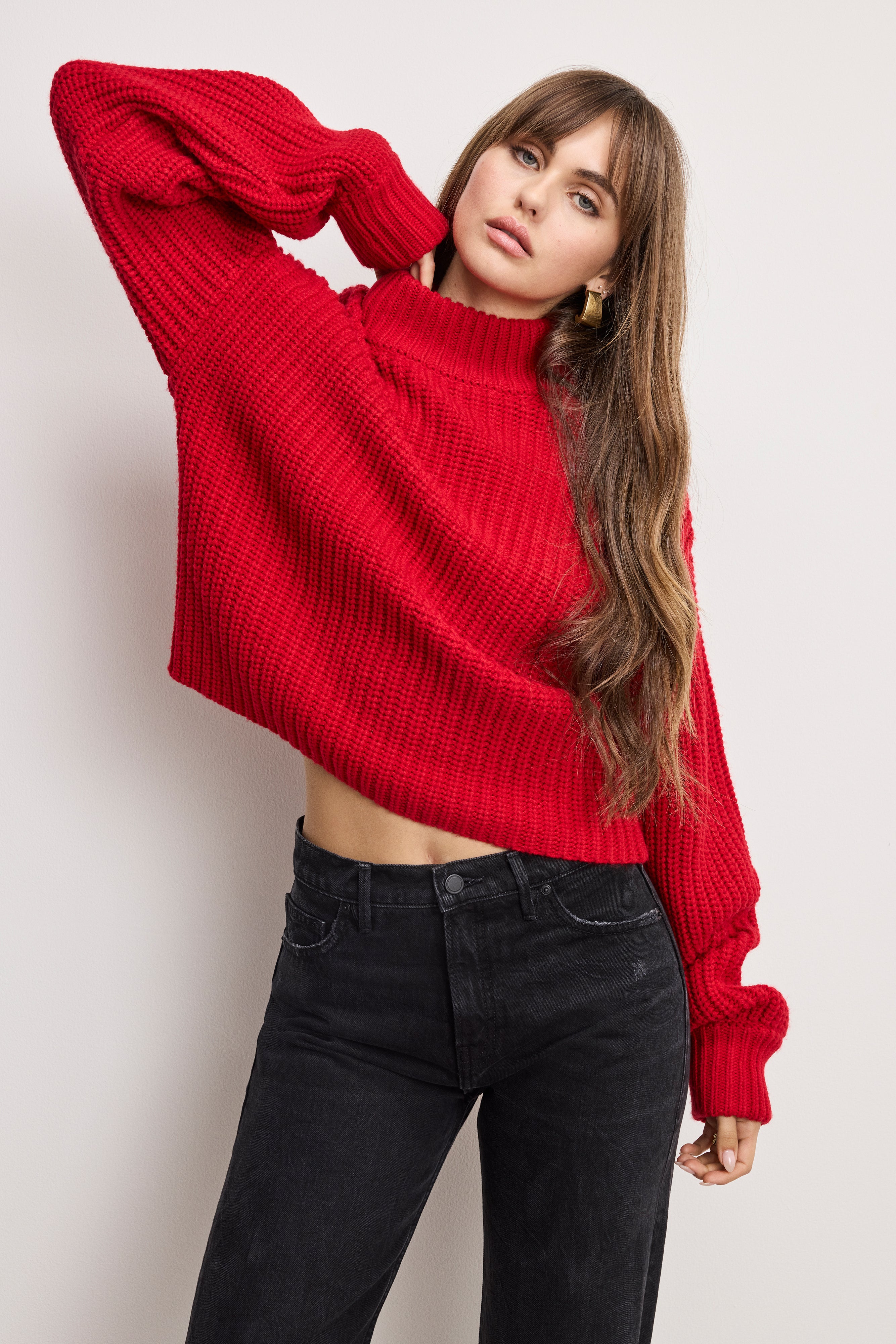 CHUNKY KNIT MOCK NECK SWEATER | CHILI001
