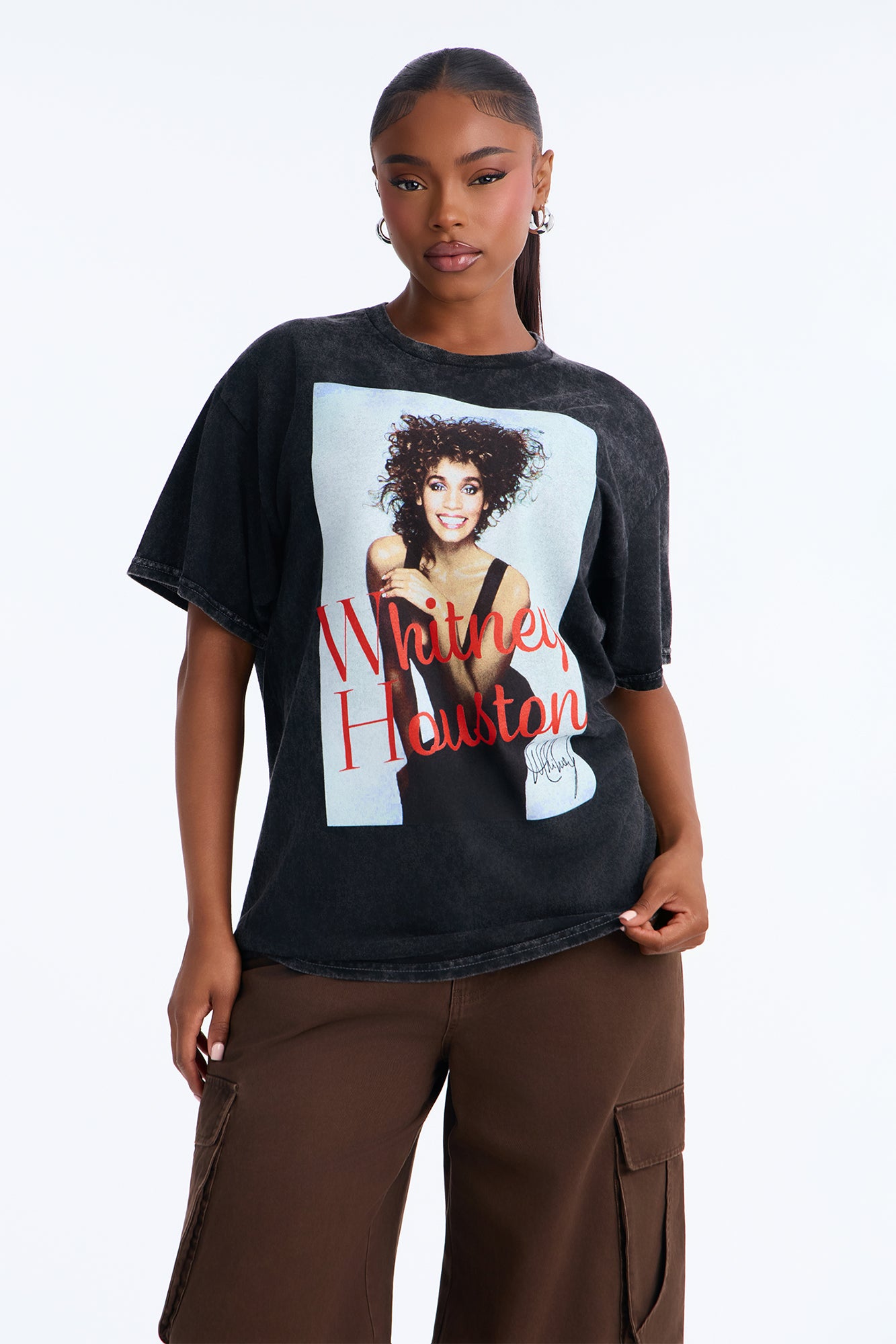 Whitney Houston Diva Washed Tee - Black