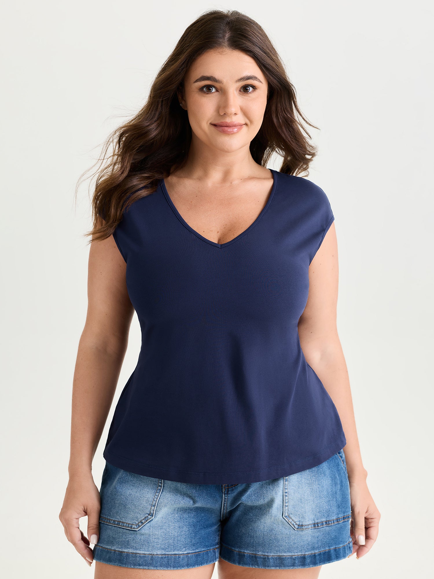 Cotton Stretchy V-Neck T-Shirt