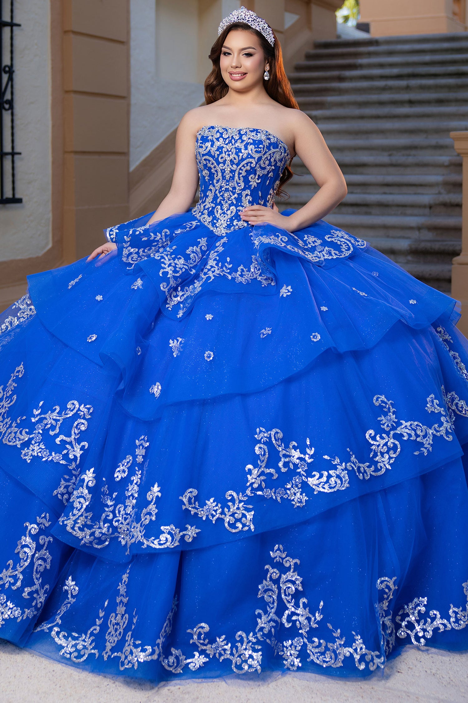 Vizcaya by Mori Lee 4080070 - Tiered Embroidered Quinceanera Gown