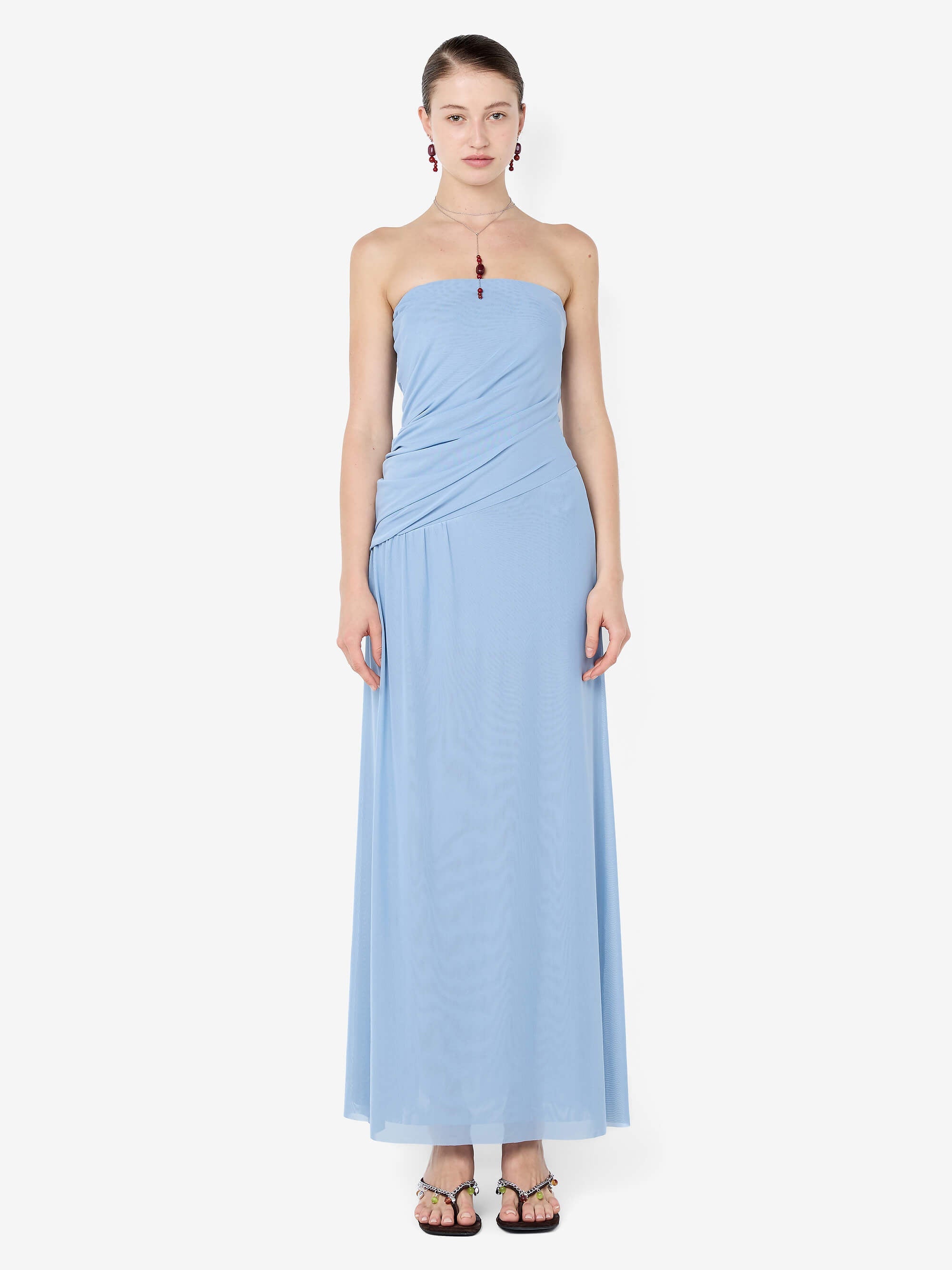 ISIDORE STRAPLESS MAXI DRESS - DENIM BLUE