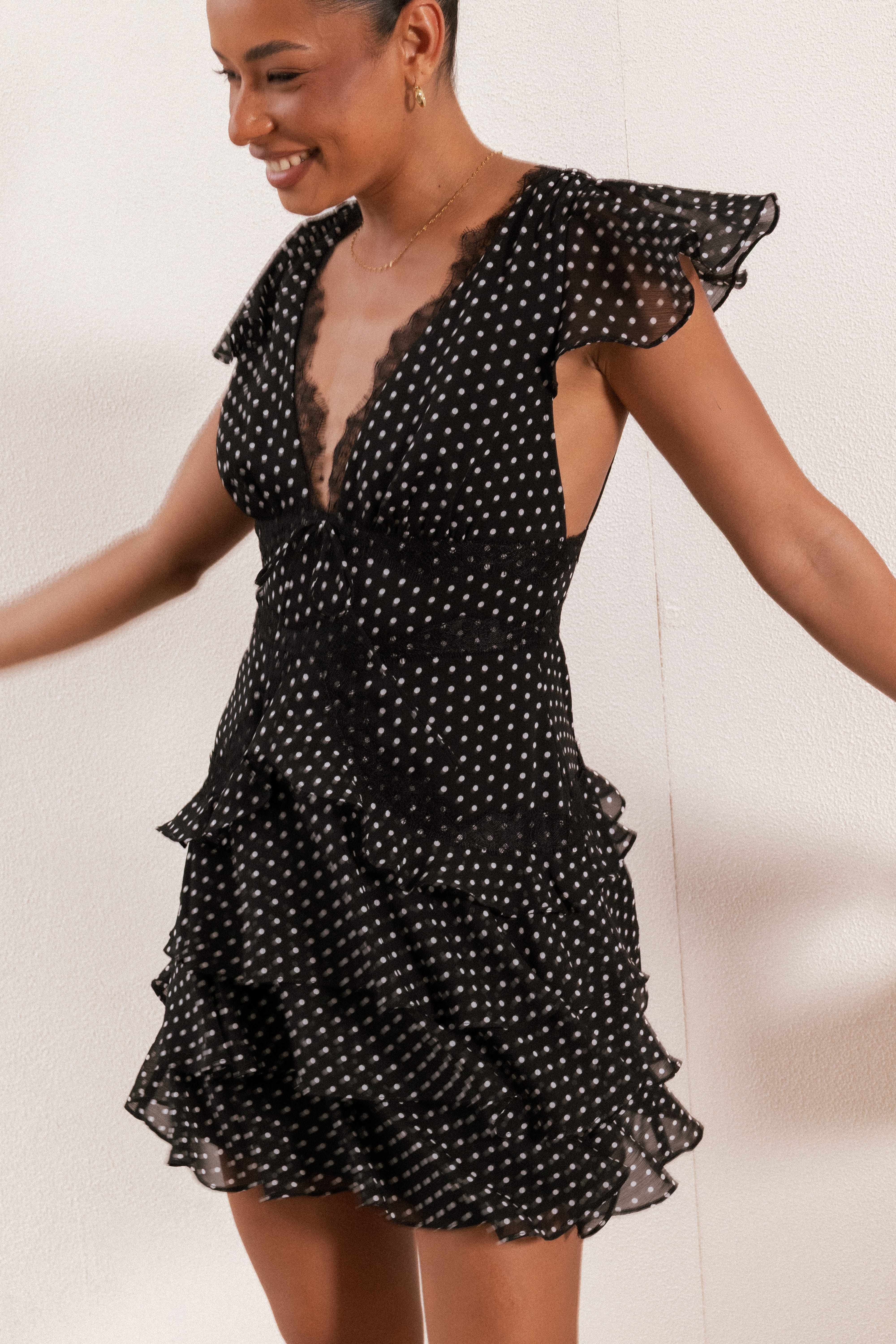 Saint Mini Dress - Black Polka Dot
