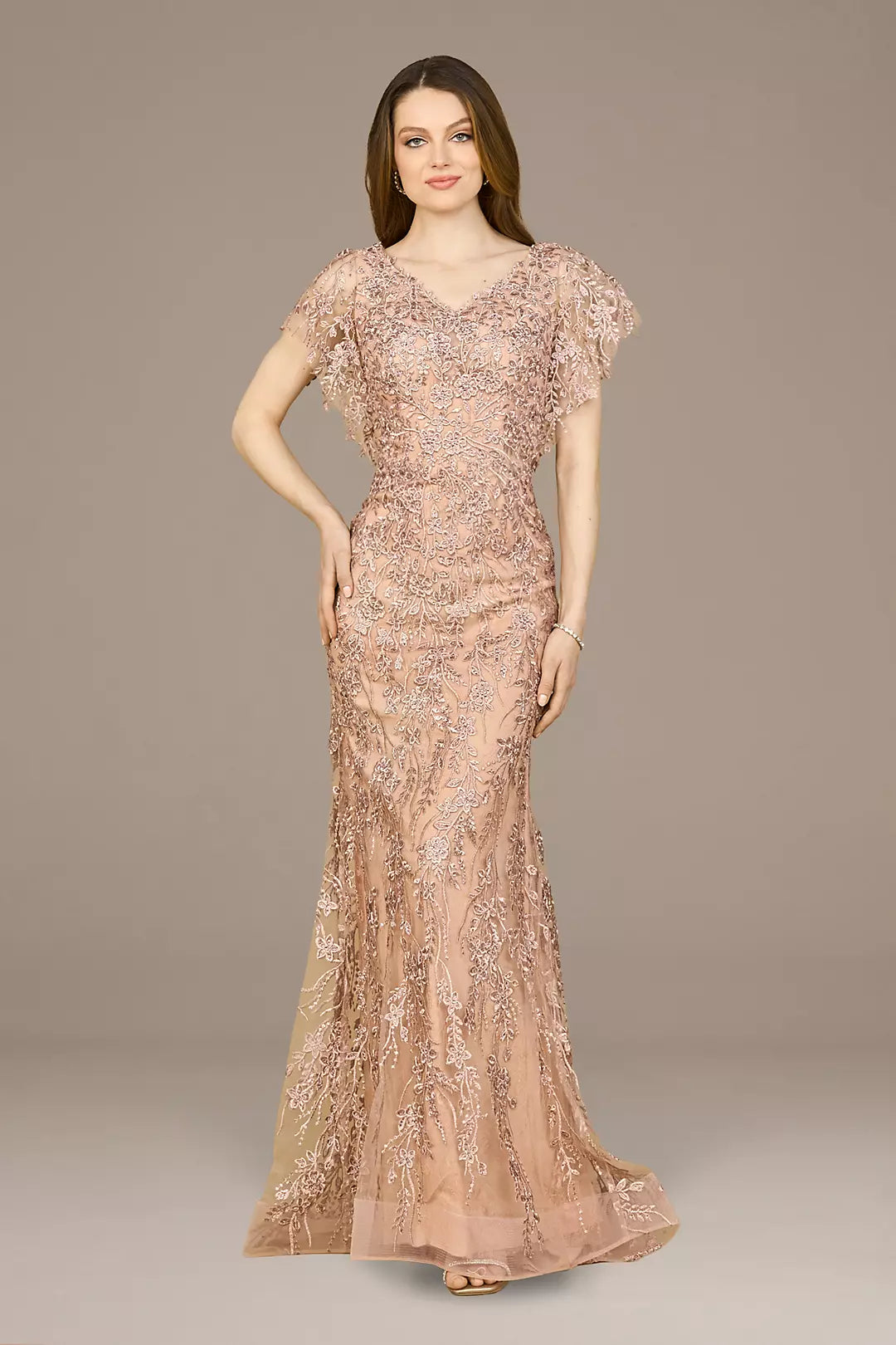 Cap Sleeve Mermaid V-neck Gown