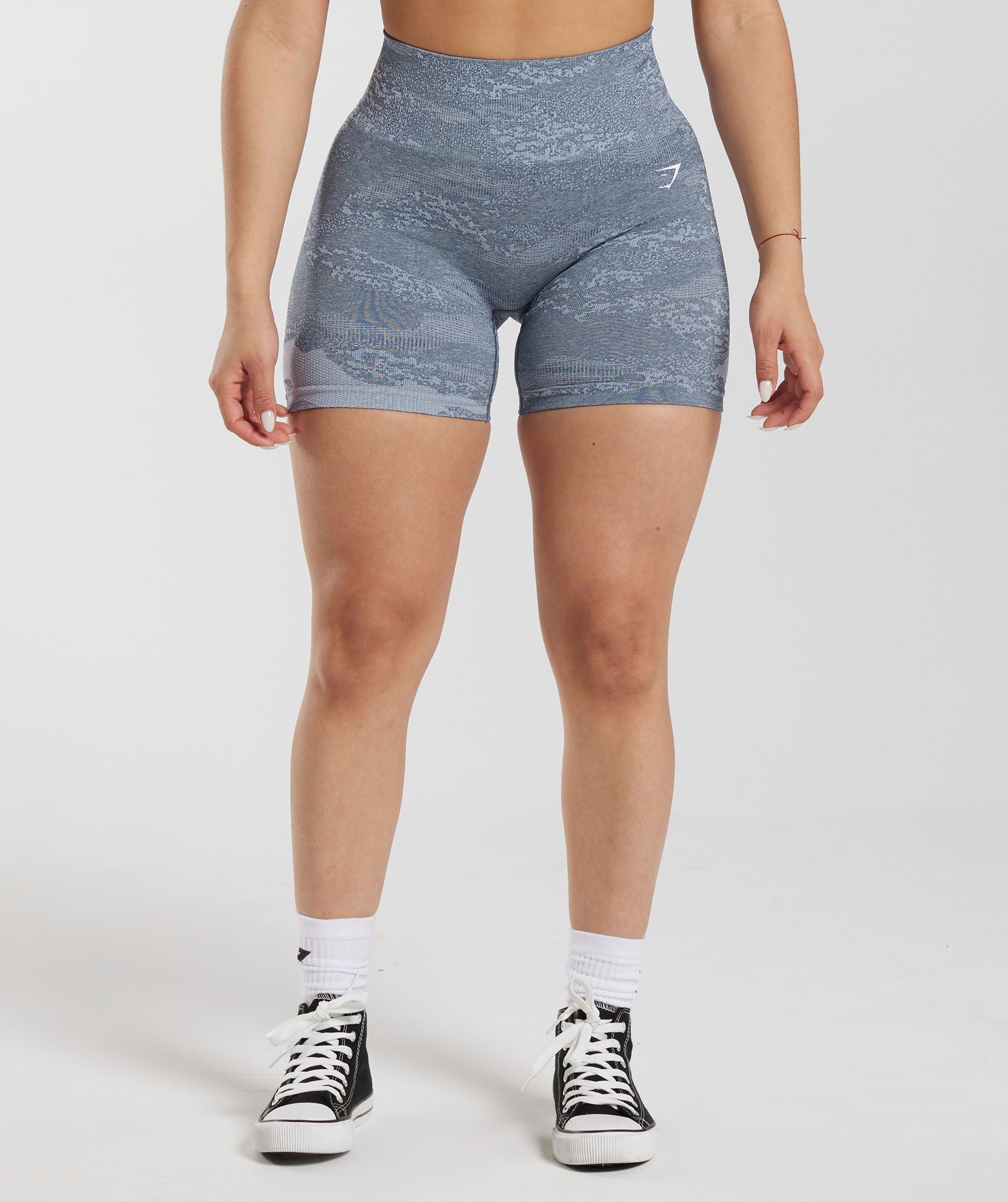 Gymshark Adapt Camo Seamless Shorts - River Stone Grey/Evening Blue