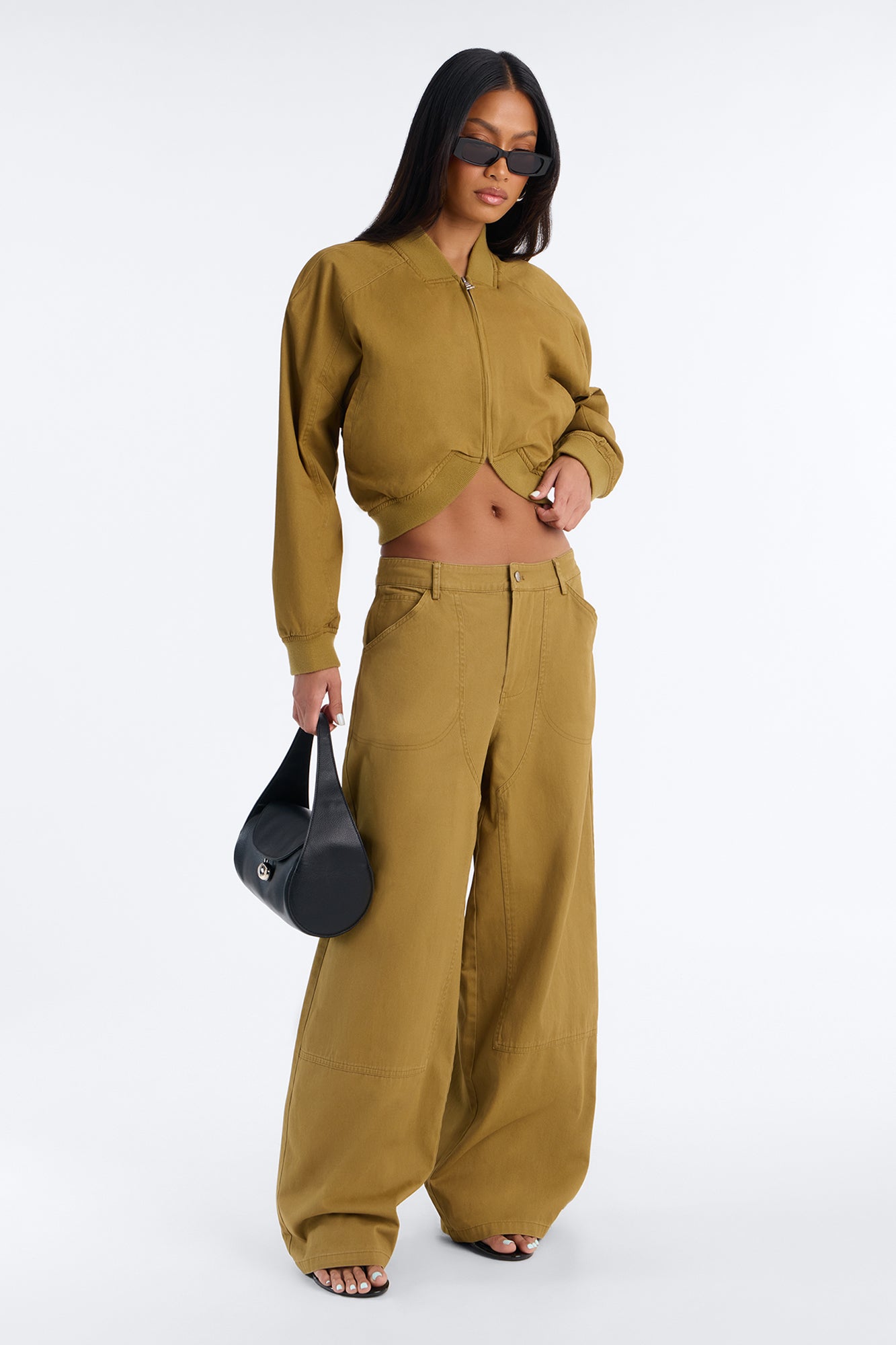 Yuma Twill Barrel Leg Pant Set - Olive