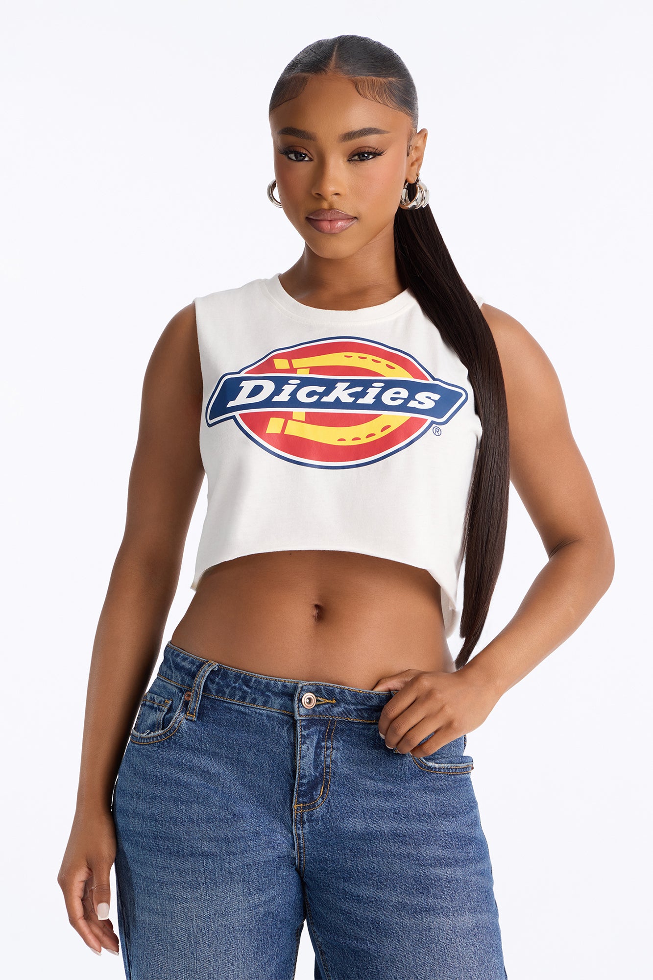 Dickies Girl Cropped Tank Top - White