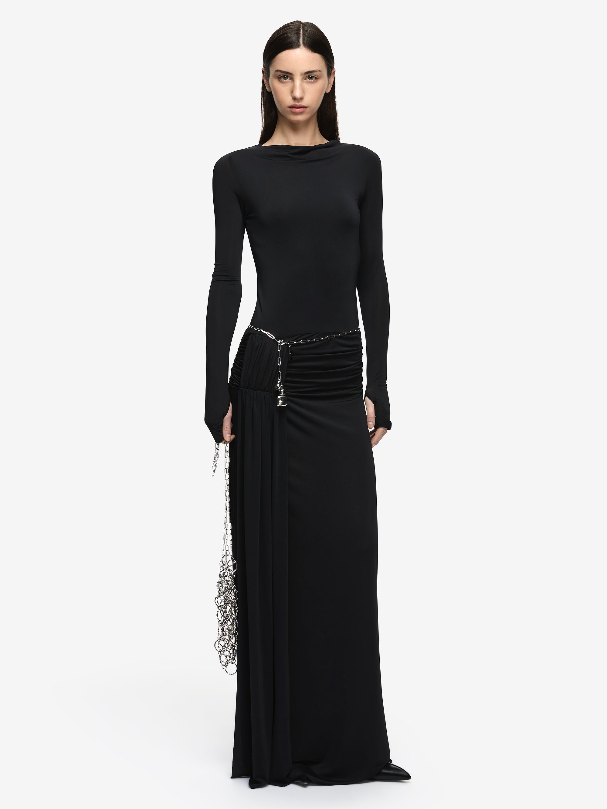 ANDREA LONG SLEEVE MAXI DRESS  - BLACK
