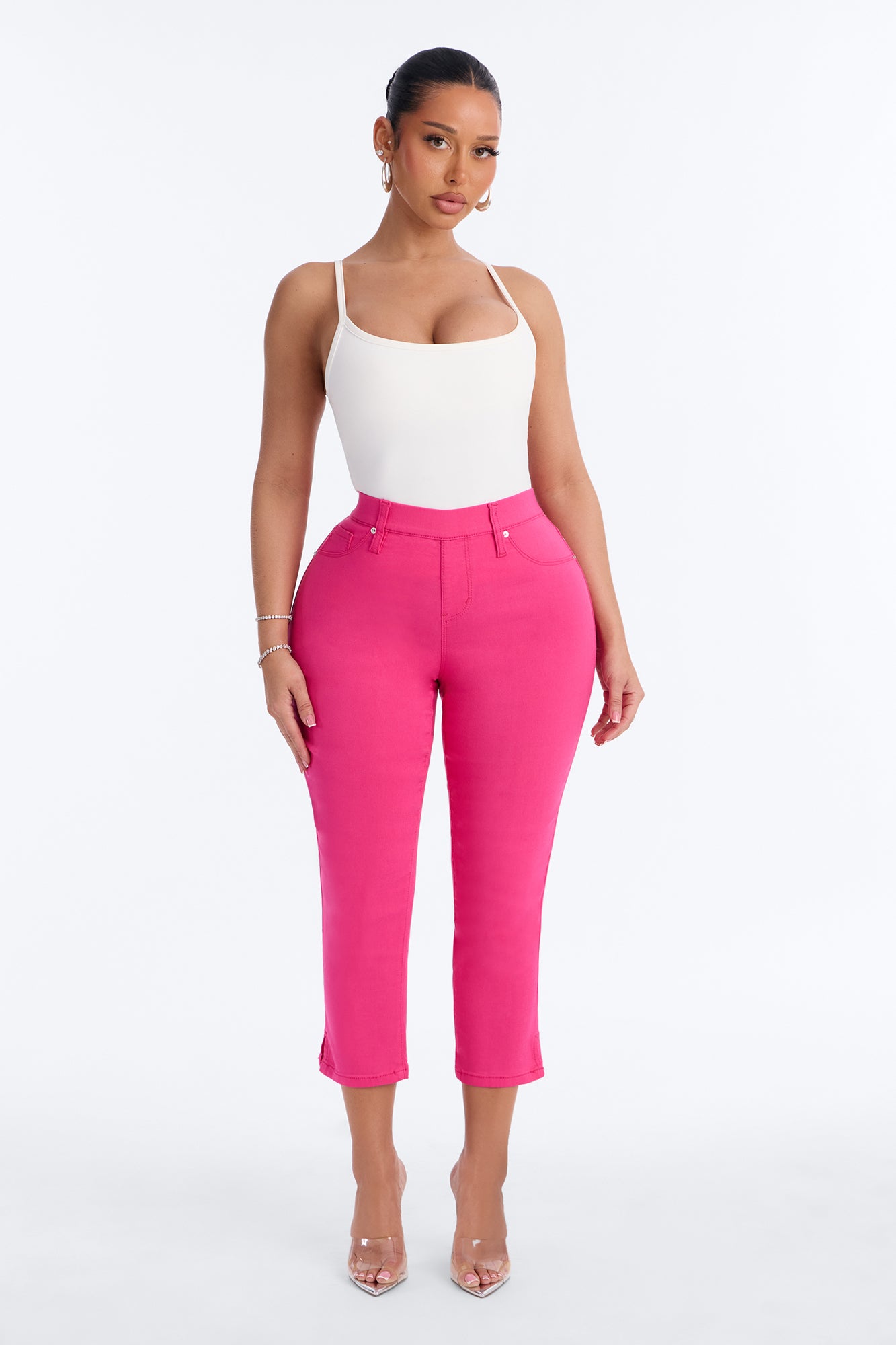 Paloma High Rise Super Stretch Skinny Capri Jeans - Hot Pink