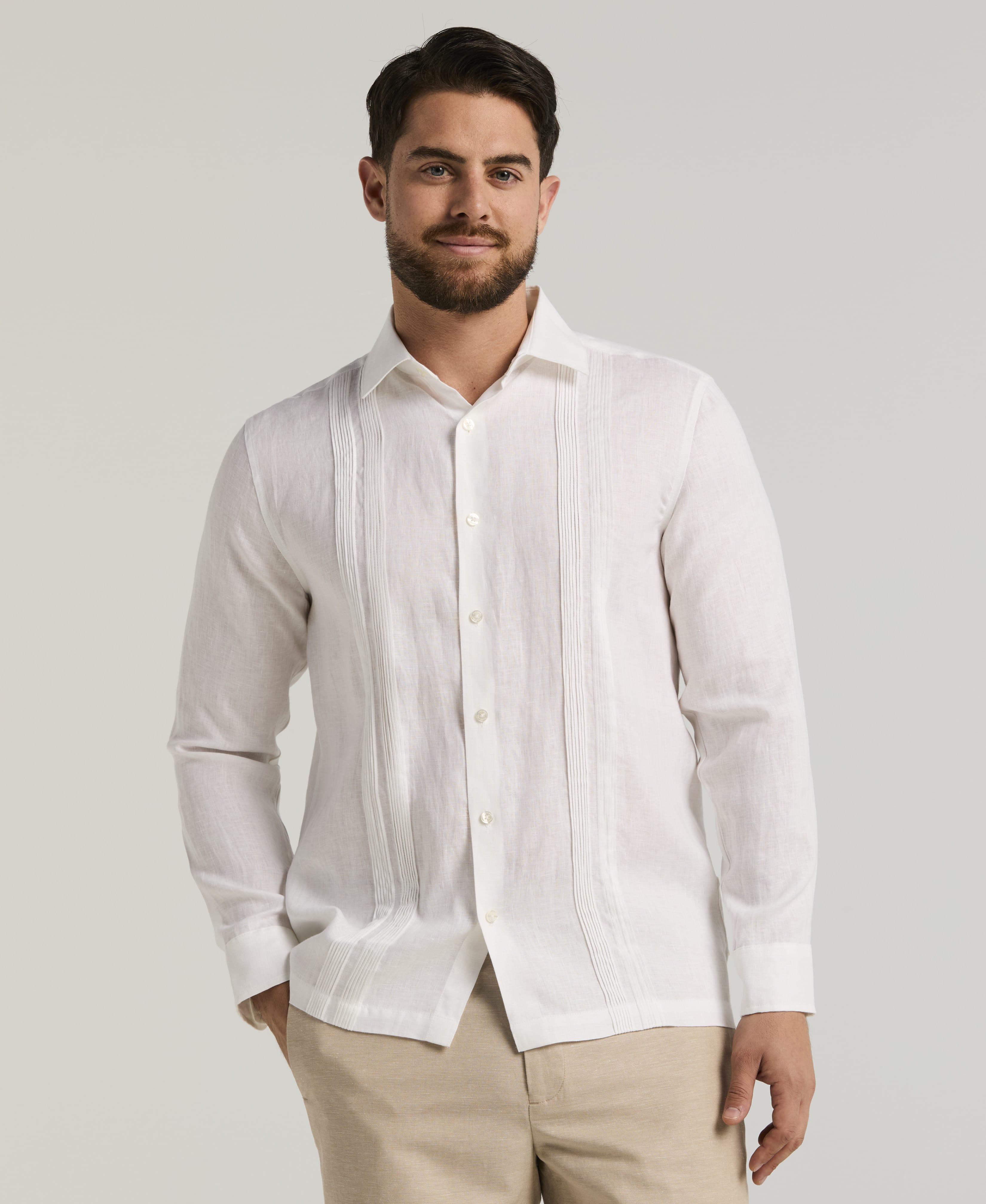 Linen Multi Pintuck Guayabera Shirt