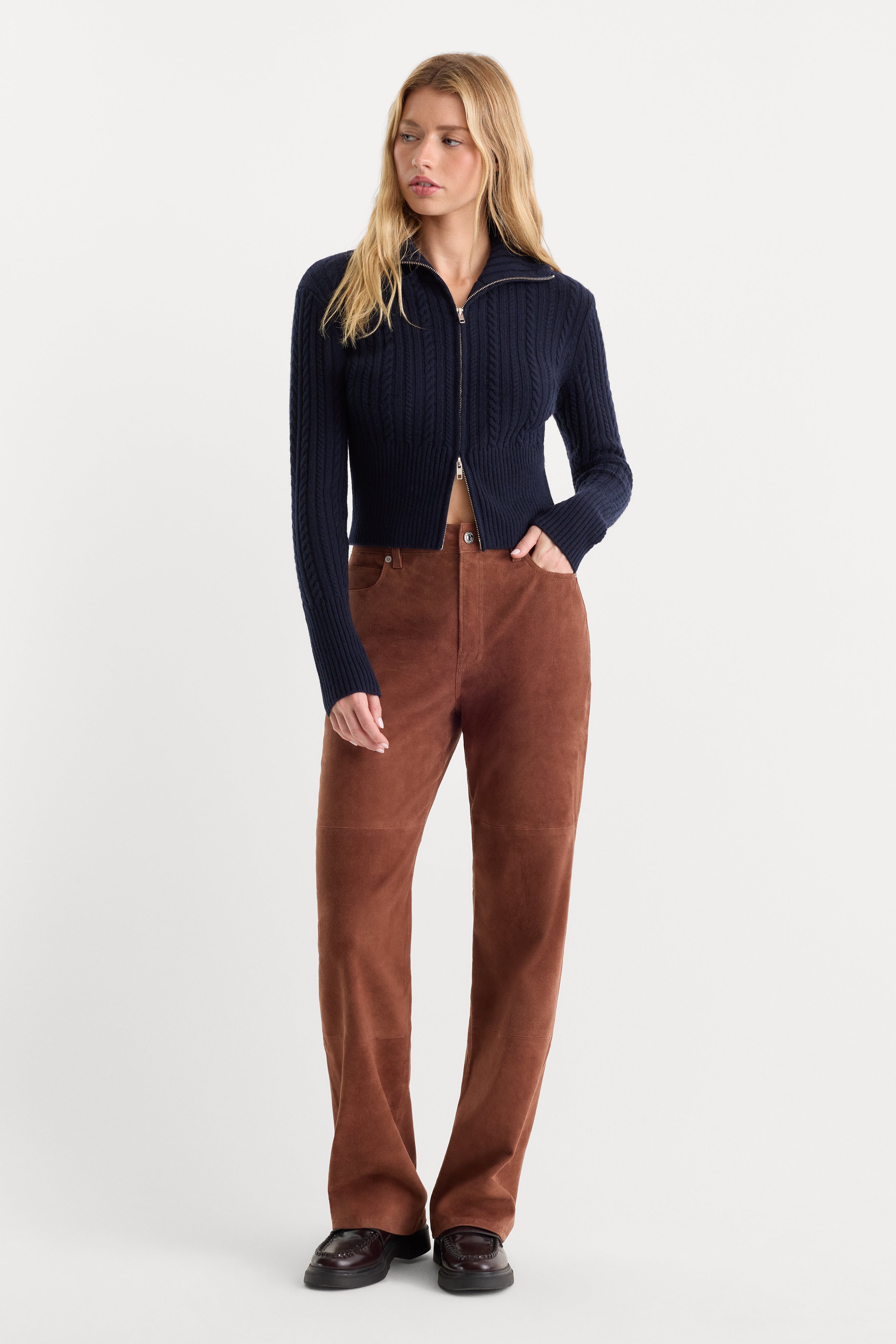 SUEDE GOOD TRUE STRAIGHT PANT | CAFE CLAY